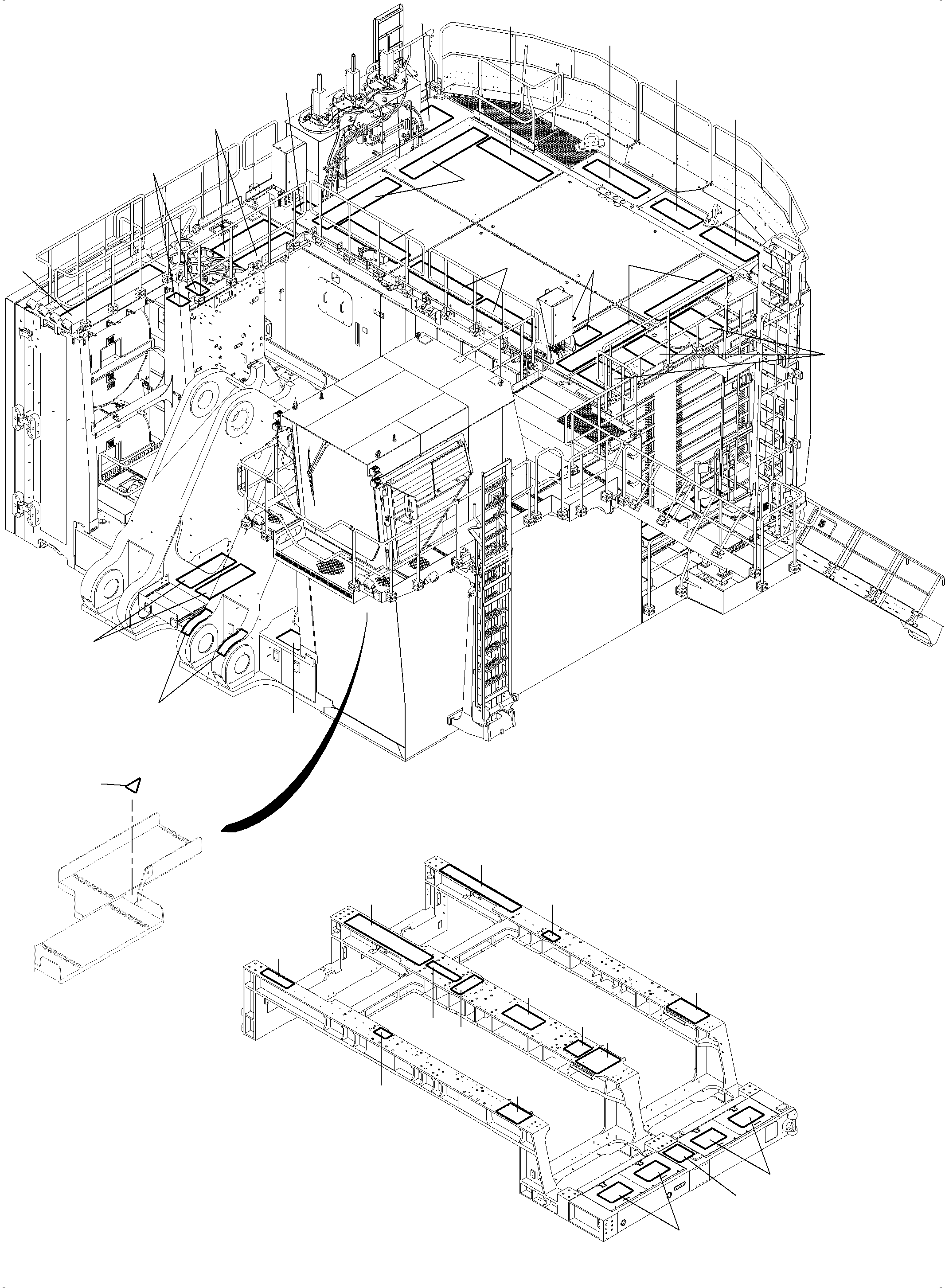 Komatsu parts book diagram for PC 7000-6E 35 003 11.06.2019: STEP PAD MOUNTING