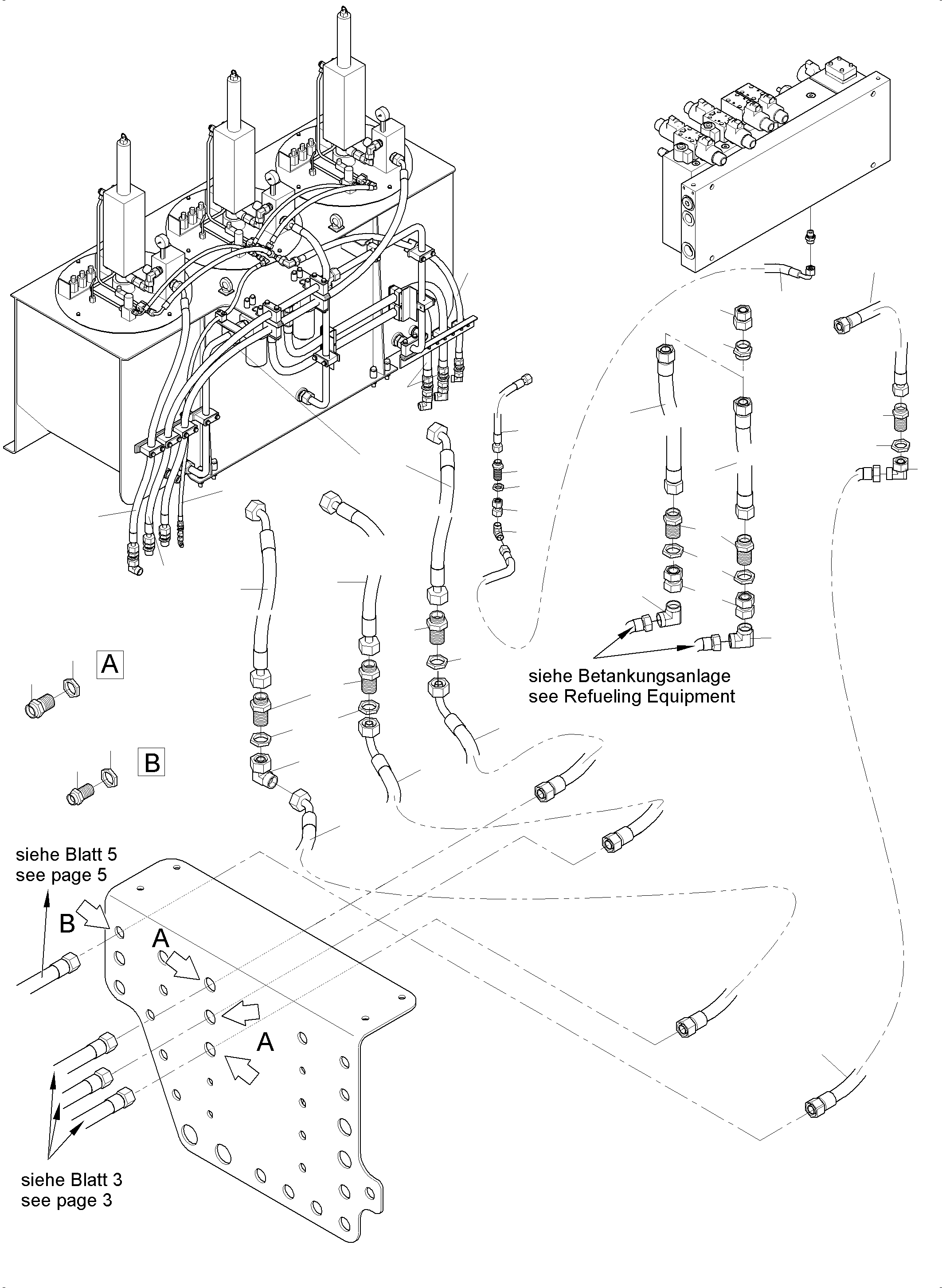Komatsu parts book diagram for PC 7000-6E 35 003 11.06.2019: LINES LUBE STATION ARR.