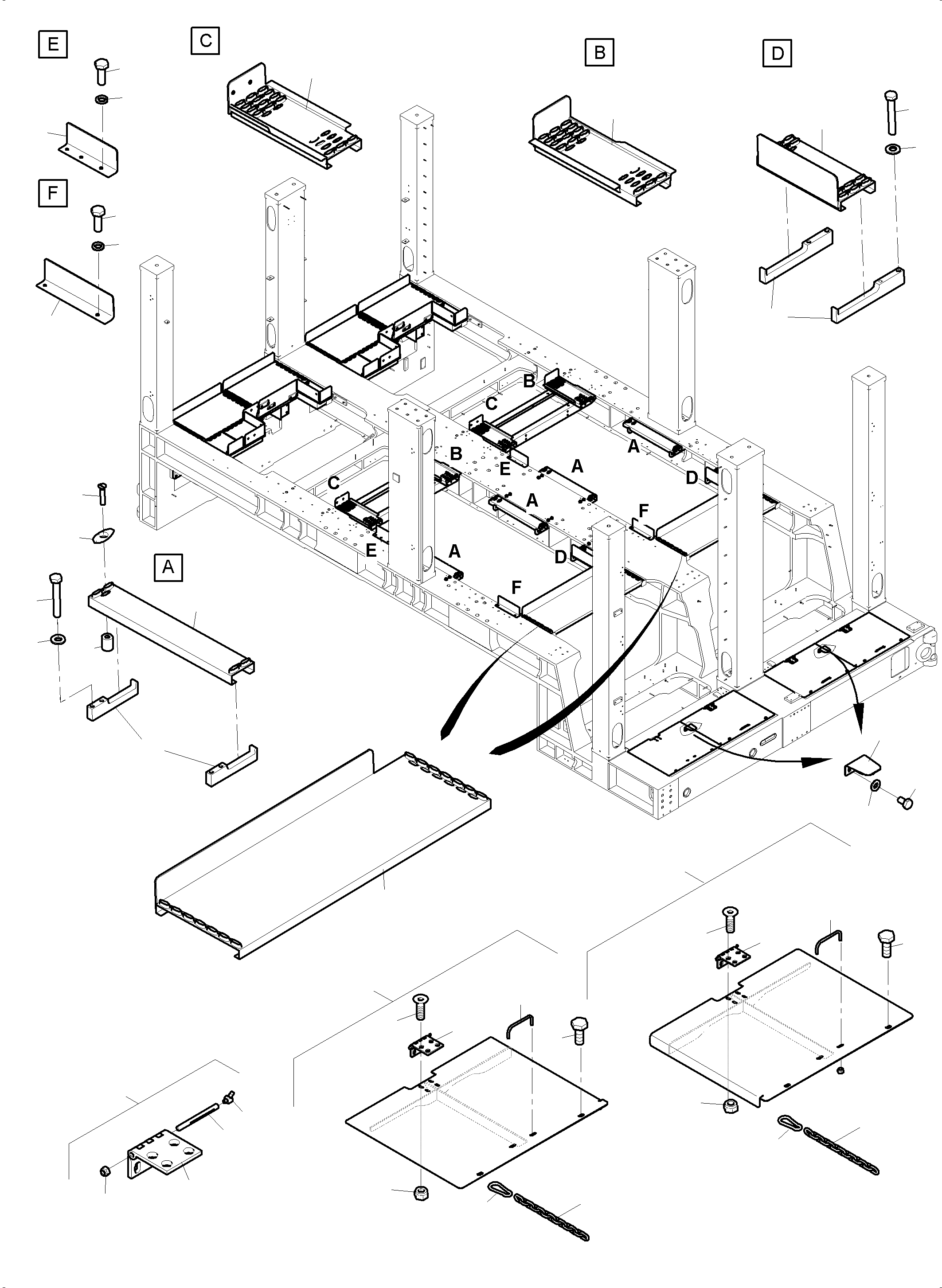 Komatsu parts book diagram for PC 7000-6E 35 003 11.06.2019: CATWALKS - ENGINE HOUSING