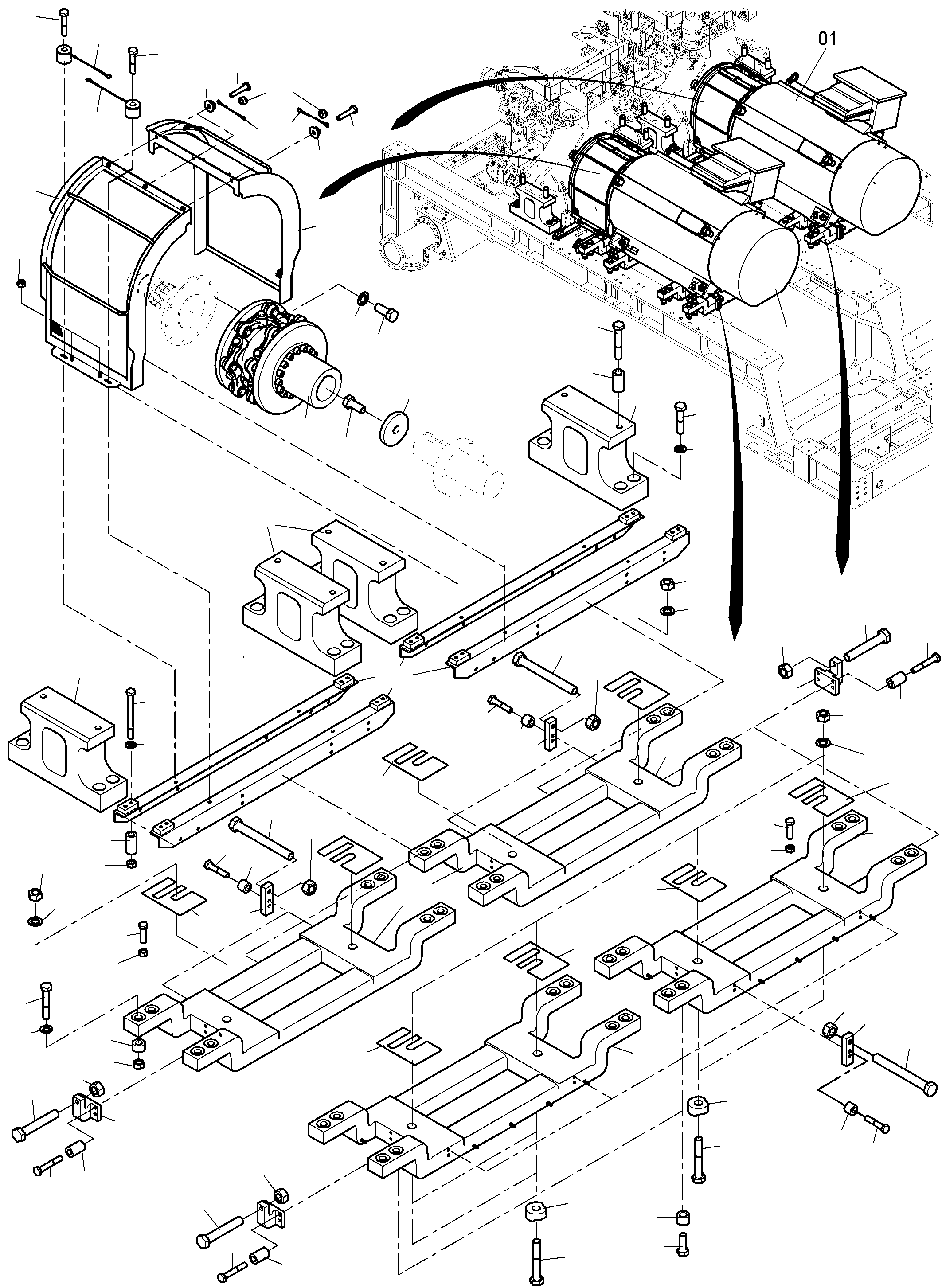 Komatsu parts book diagram for PC 7000-6E 35 003 11.06.2019: DRIVE ARRANGEMENT