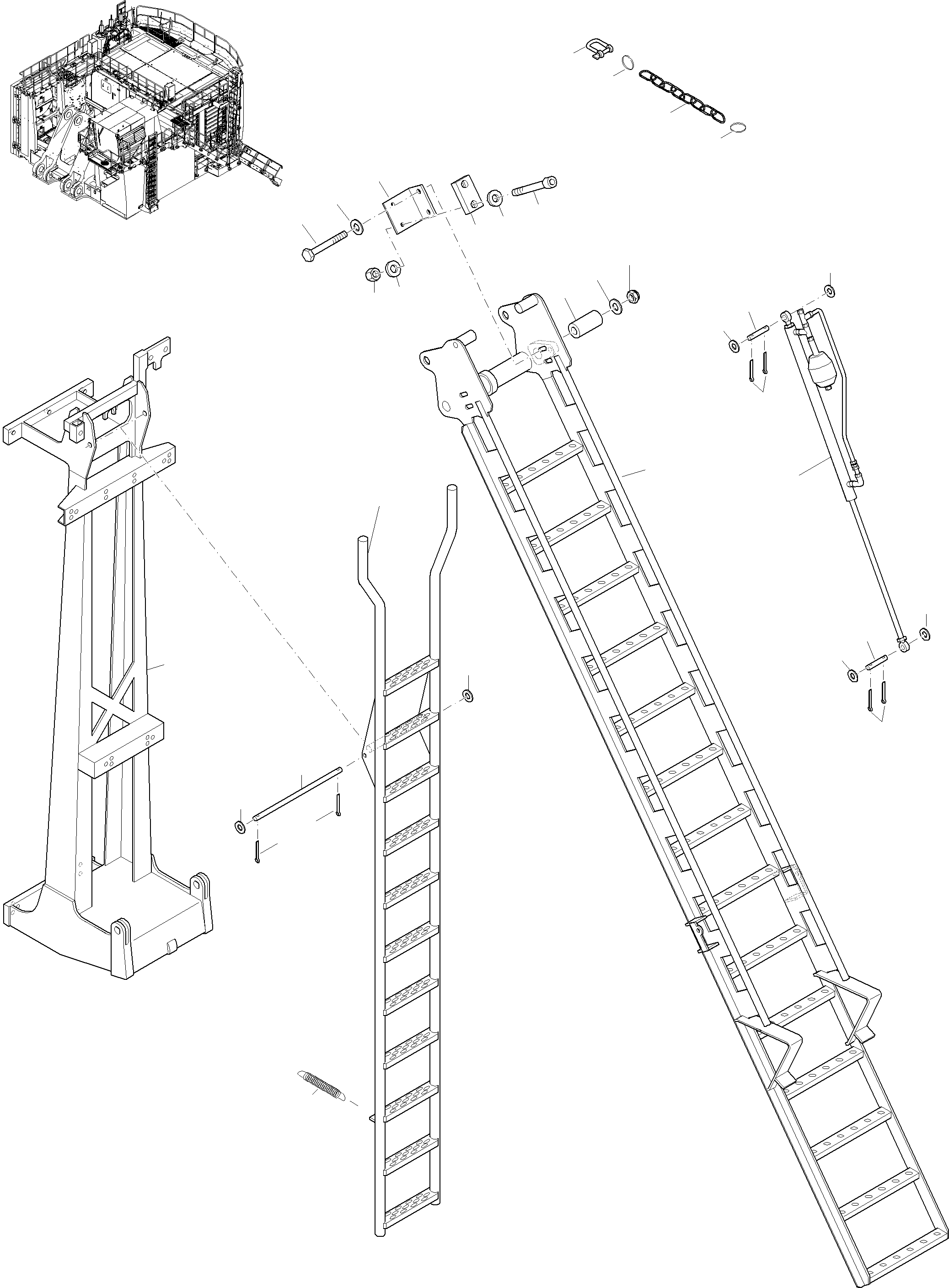 Komatsu parts book diagram for PC 7000-6E 35 003 11.06.2019: EMERGENCY LADDER-CAB