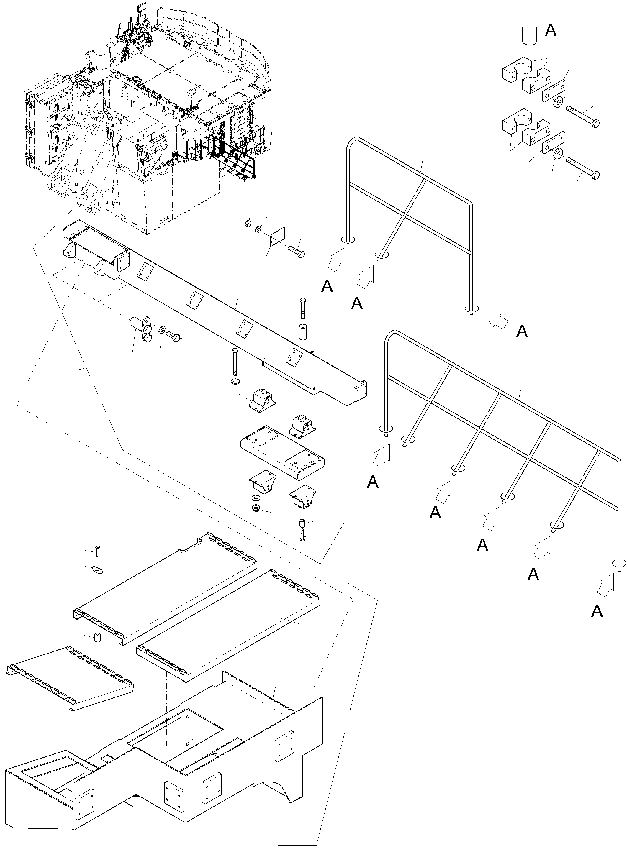 Komatsu parts book diagram for PC 7000-6E 35 003 11.06.2019: RAIL AND STEPS