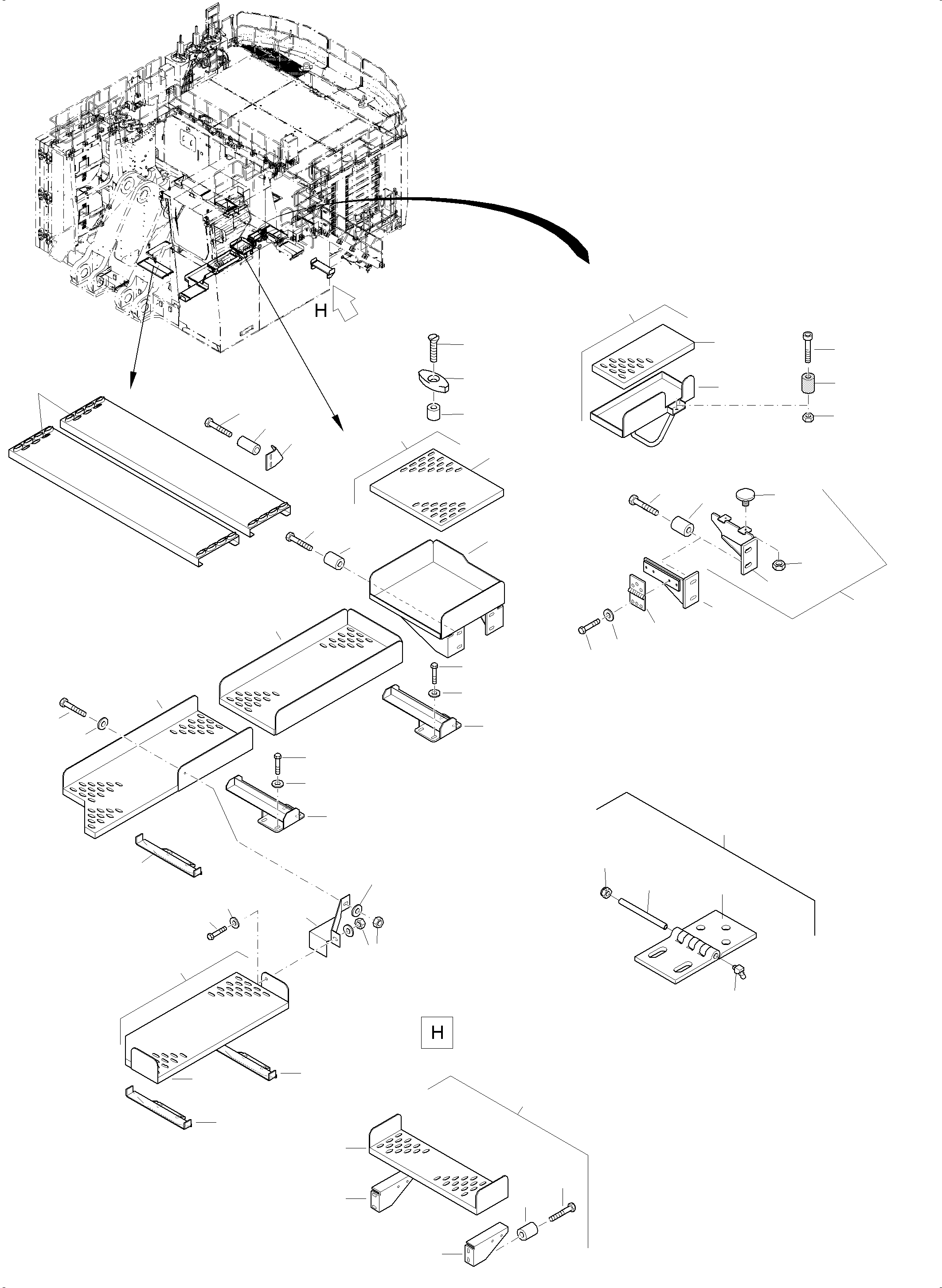 Komatsu parts book diagram for PC 7000-6E 35 003 11.06.2019: RAIL AND STEPS
