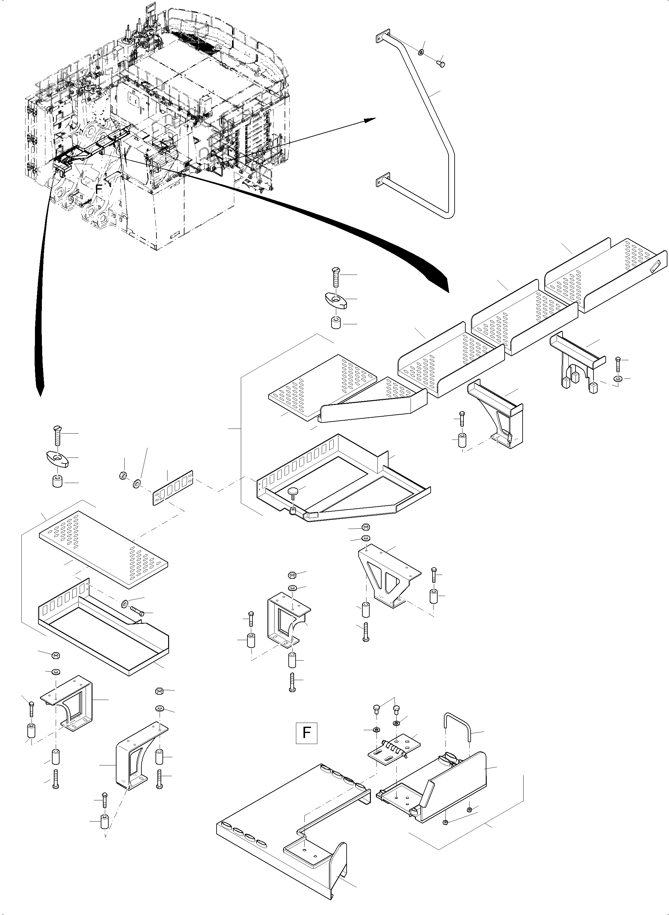 Komatsu parts book diagram for PC 7000-6E 35 003 11.06.2019: RAIL AND STEPS