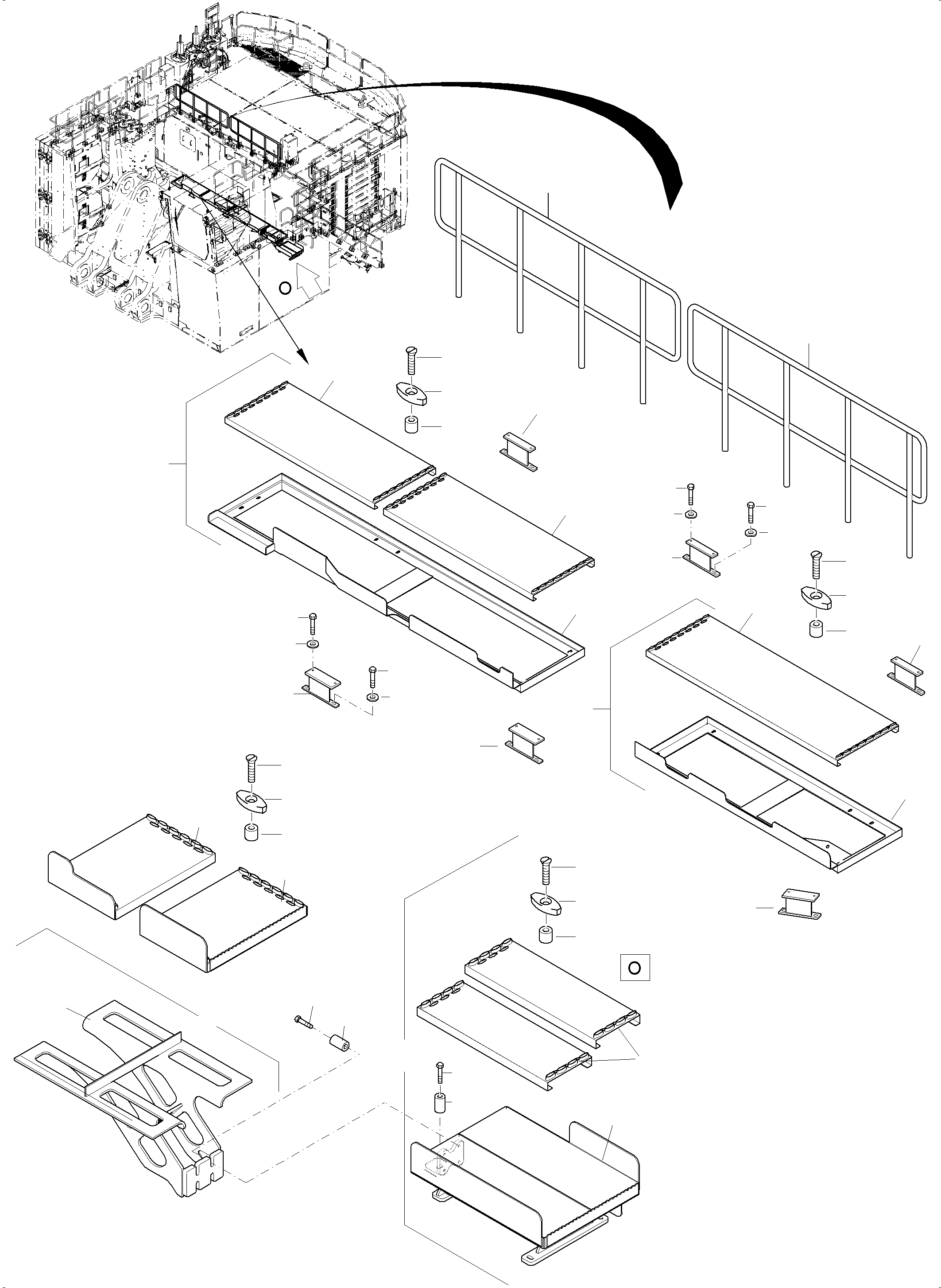 Komatsu parts book diagram for PC 7000-6E 35 003 11.06.2019: RAIL AND STEPS