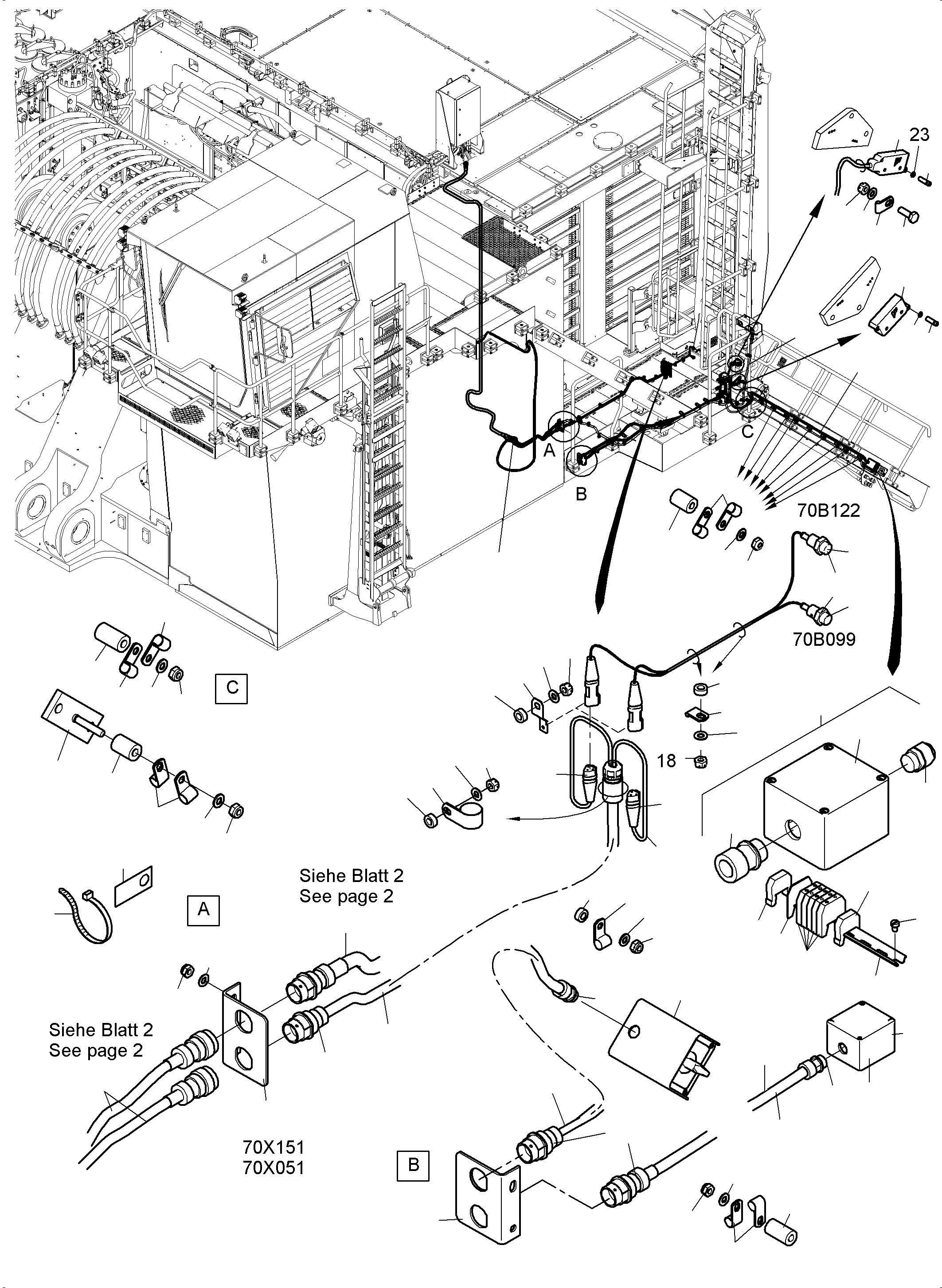 Komatsu parts book diagram for PC 7000-6E 35 003 11.06.2019: ELECTRIC PARTS - LADDER-REFUELING
