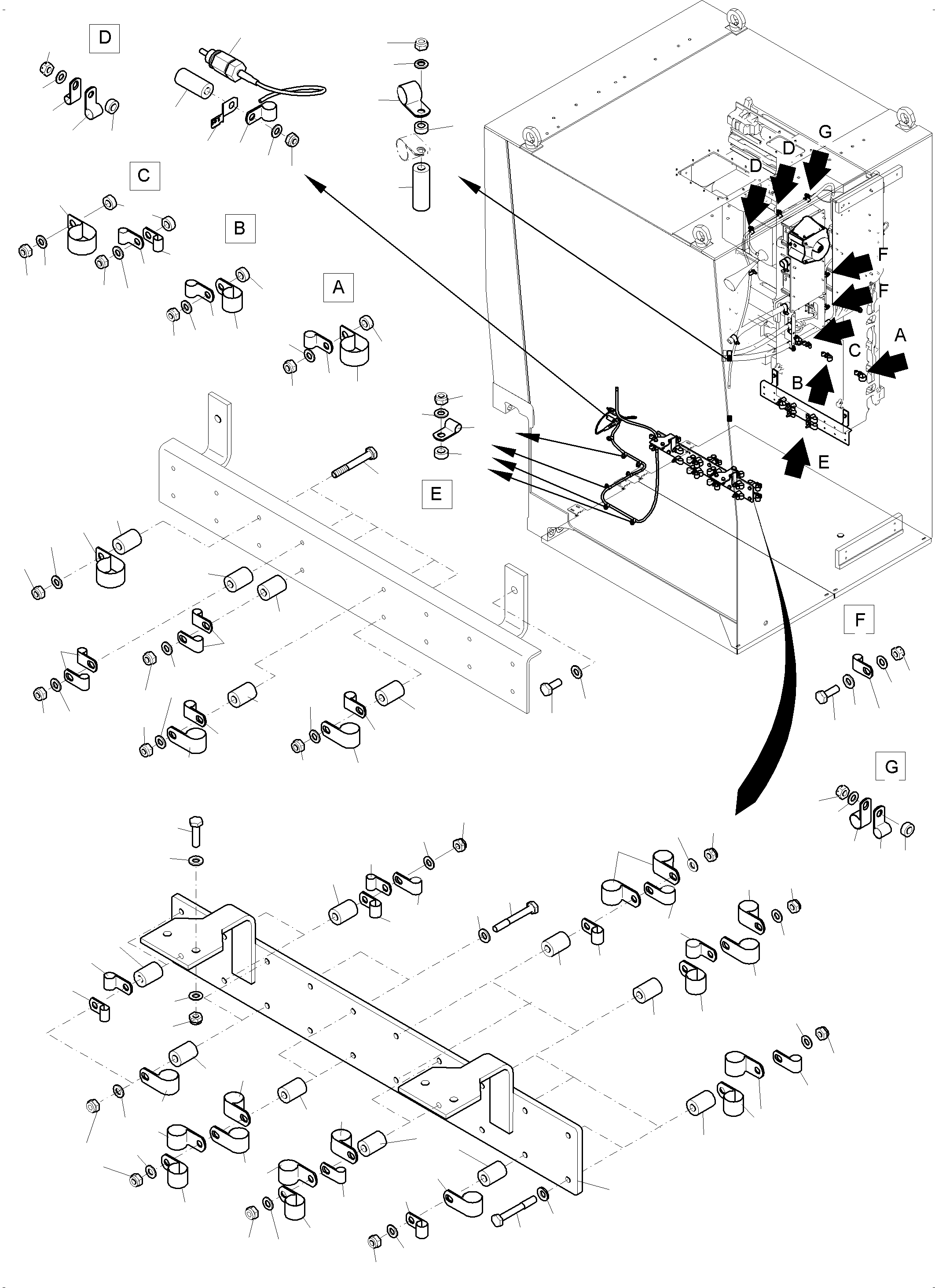 Komatsu parts book diagram for PC 7000-6E 35 003 11.06.2019: ELECTRIC - CAB SUPPORT