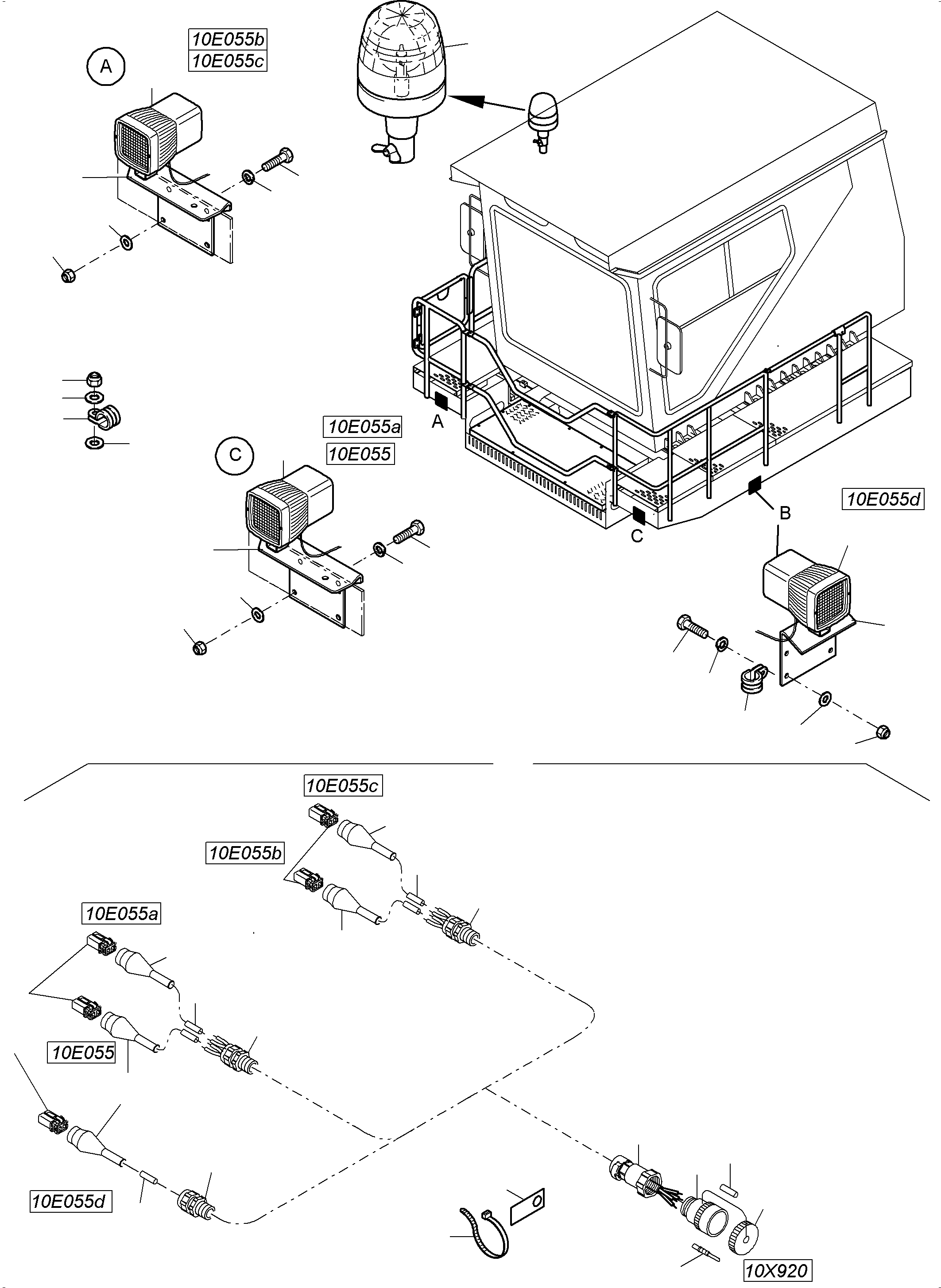 Komatsu parts book diagram for PC 7000-6E 35 003 11.06.2019: LIGHTING EQUIPMENT-STAGE