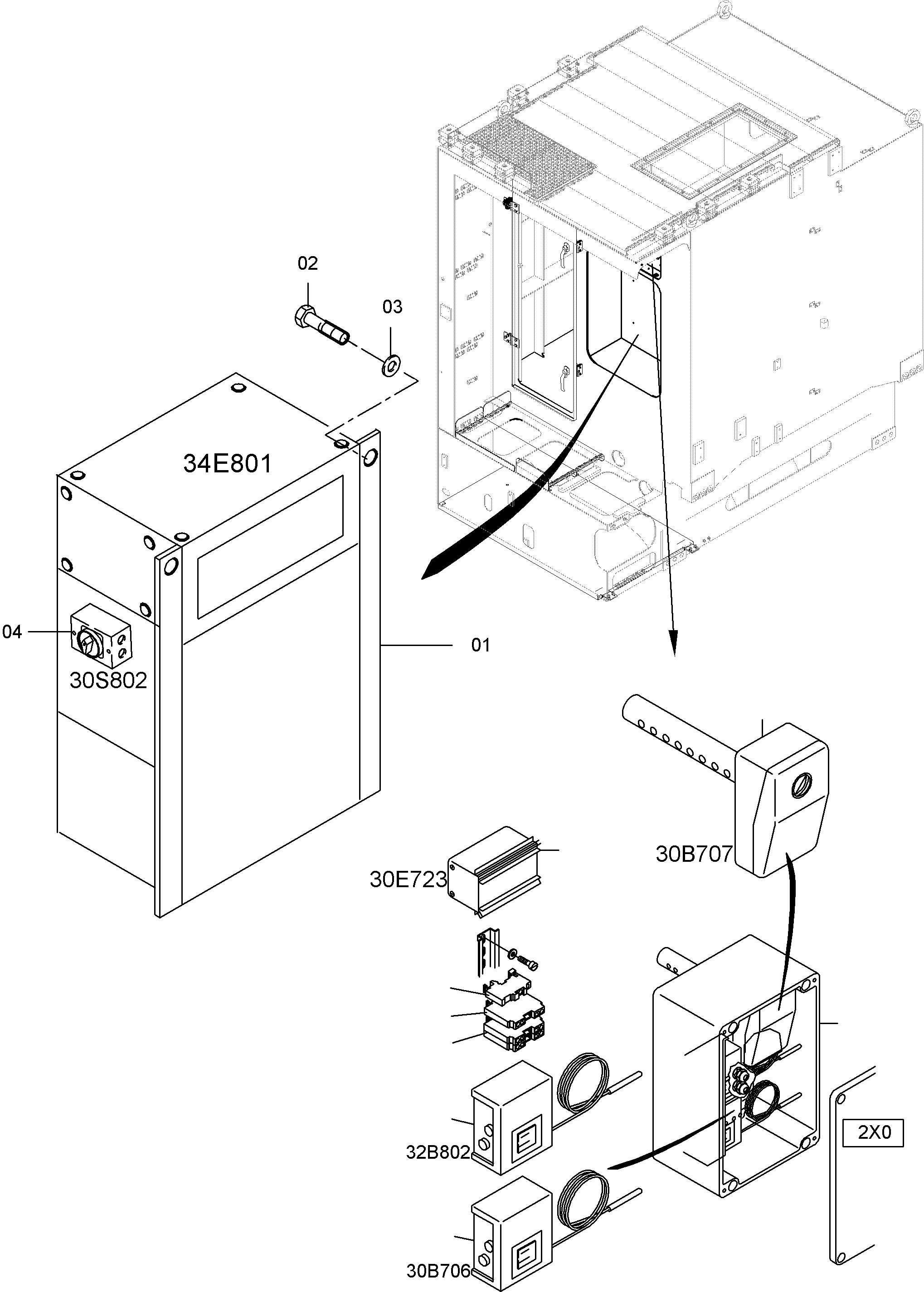 Komatsu parts book diagram for PC 7000-6E 35 003 11.06.2019: AIR CONDITION ARR. - NS/MS-SWITCH CABINET