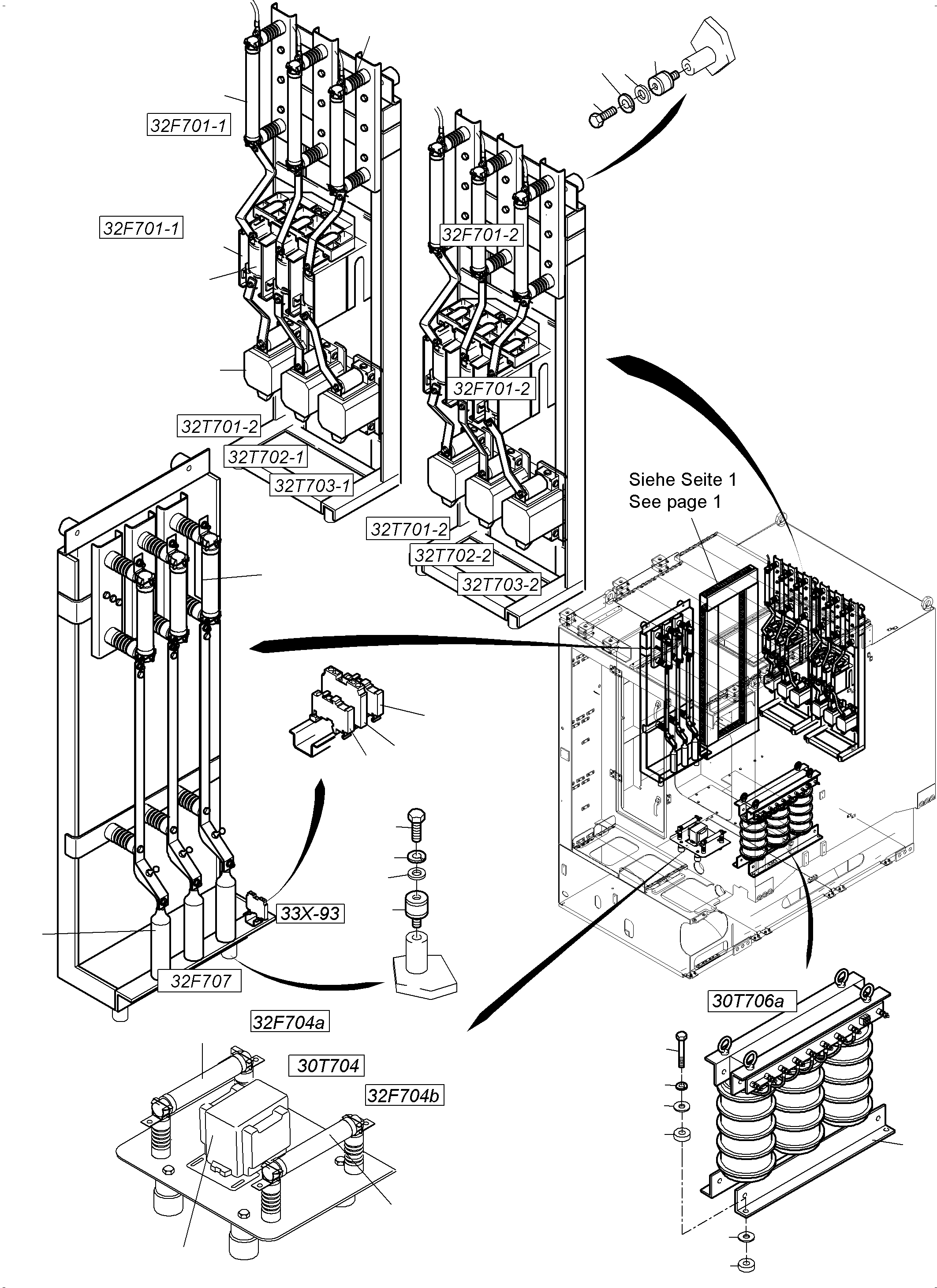Komatsu parts book diagram for PC 7000-6E 35 003 11.06.2019: SWITCH CABINET LOCATION 32