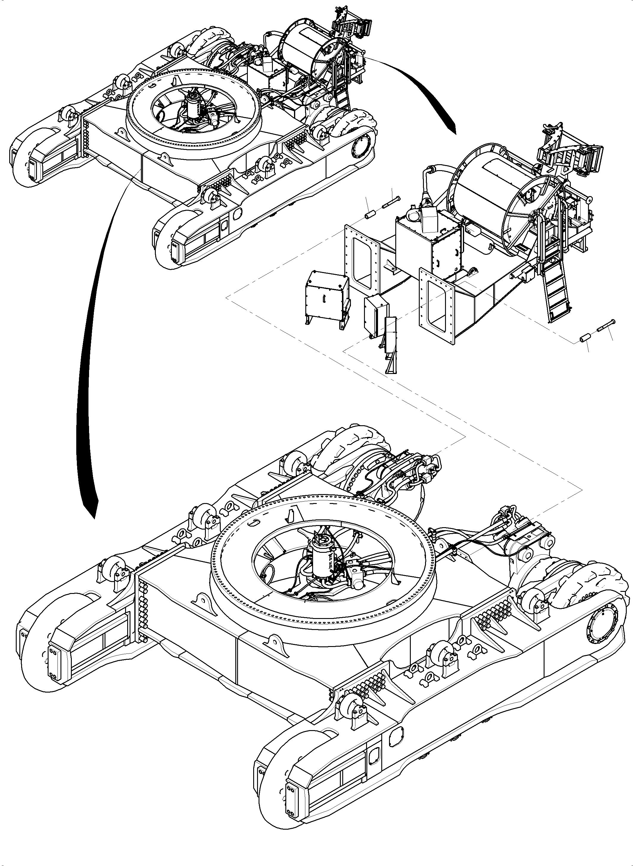 Komatsu parts book diagram for PC 7000-6E 35 003 11.06.2019: CABLE DRUM MOUNTING