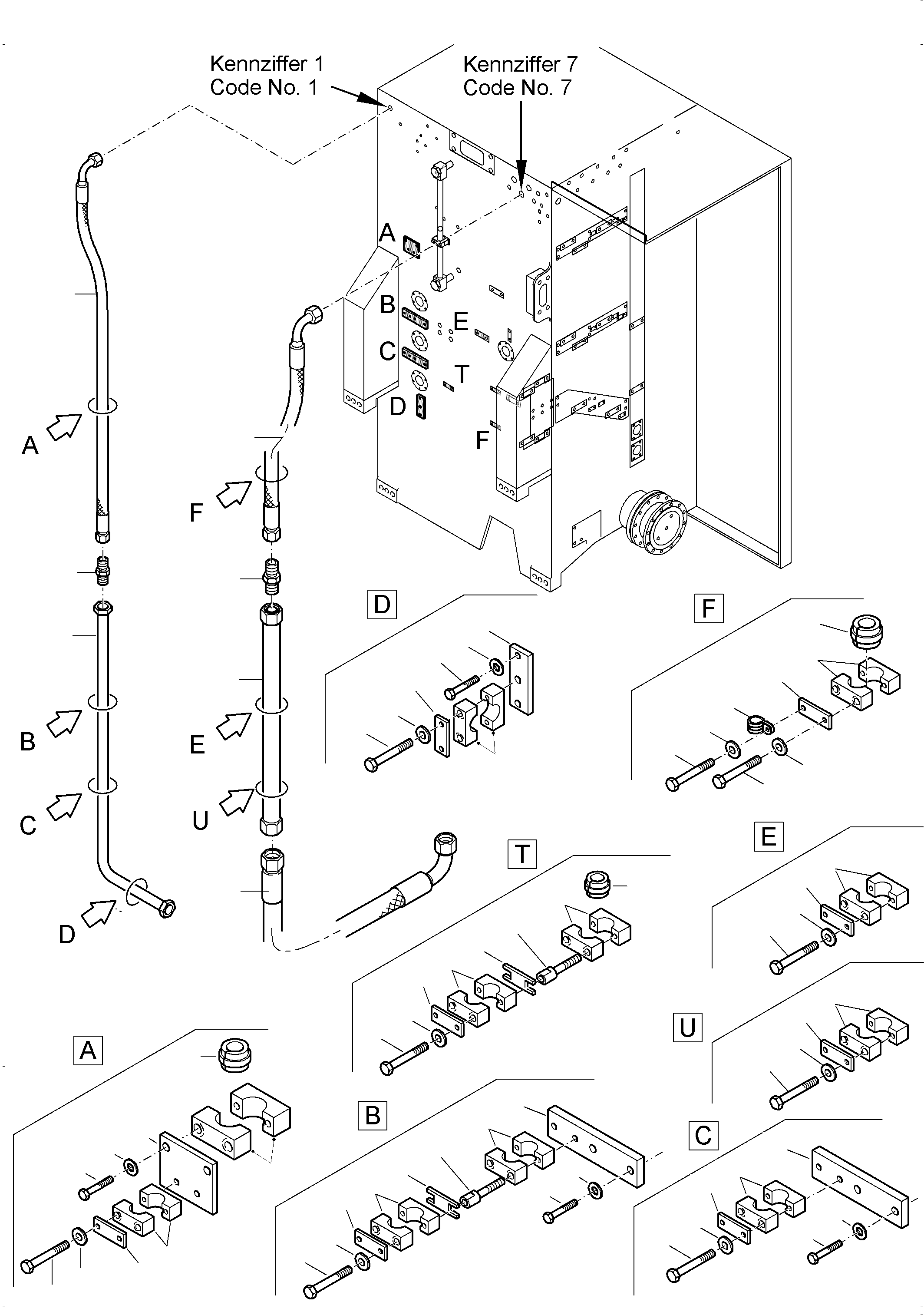 Komatsu parts book diagram for PC 7000-6E 35 003 11.06.2019: MAIN OIL TANK HYDRAULIC LINES