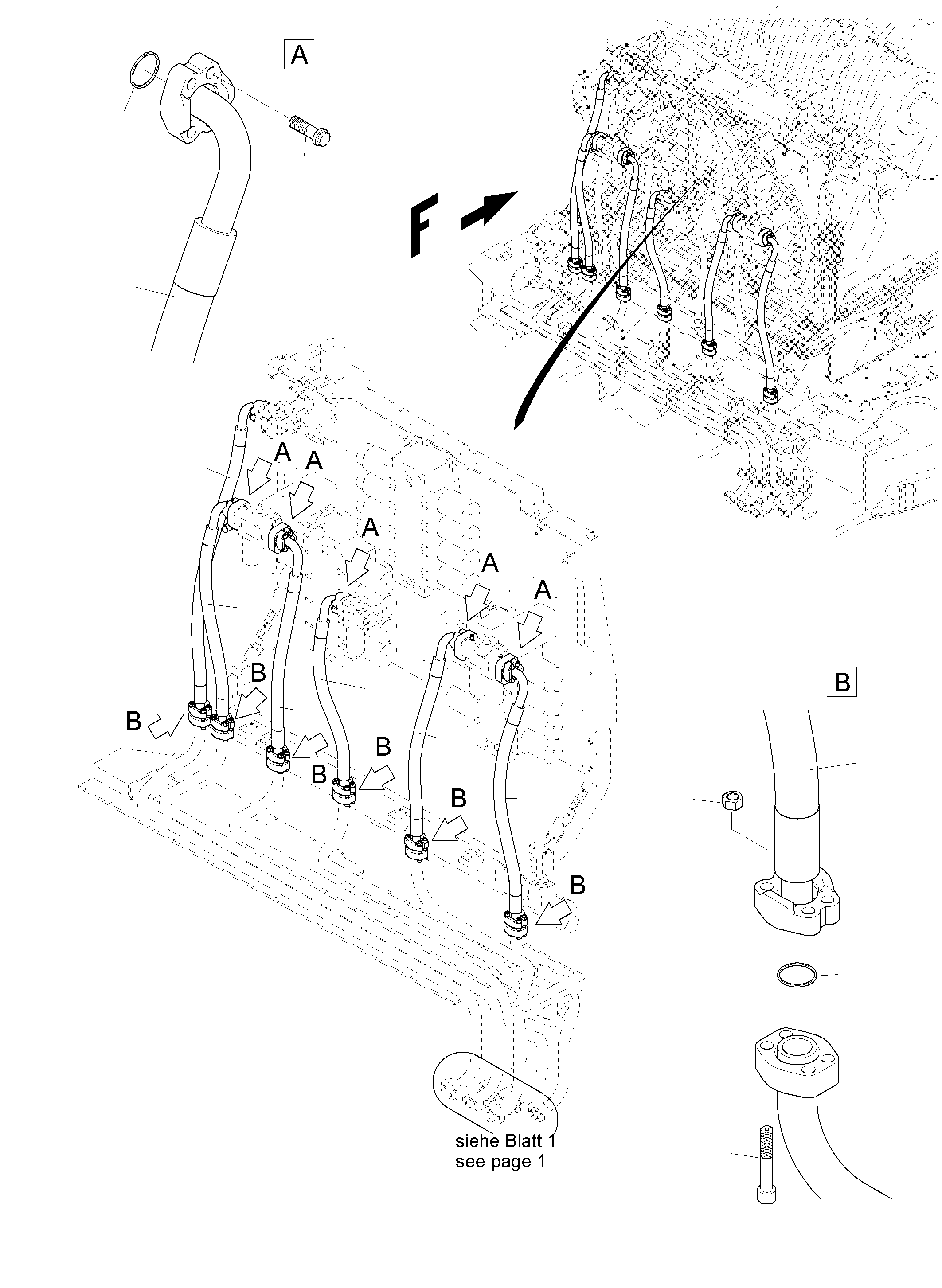 Komatsu parts book diagram for PC 7000-6E 35 003 11.06.2019: PRESSURE LINES - MAIN PUMPS
