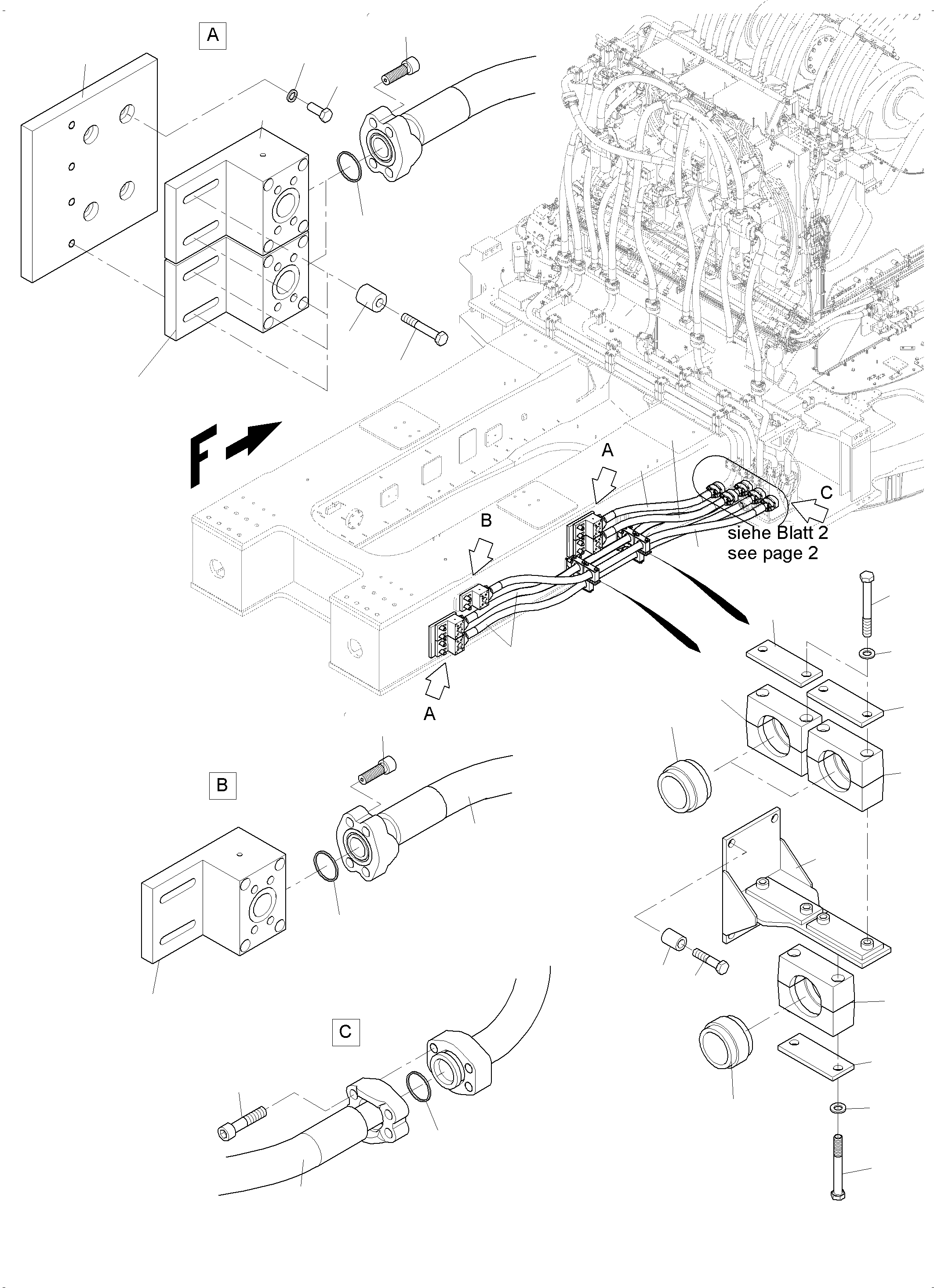 Komatsu parts book diagram for PC 7000-6E 35 003 11.06.2019: PRESSURE LINES - MAIN PUMPS