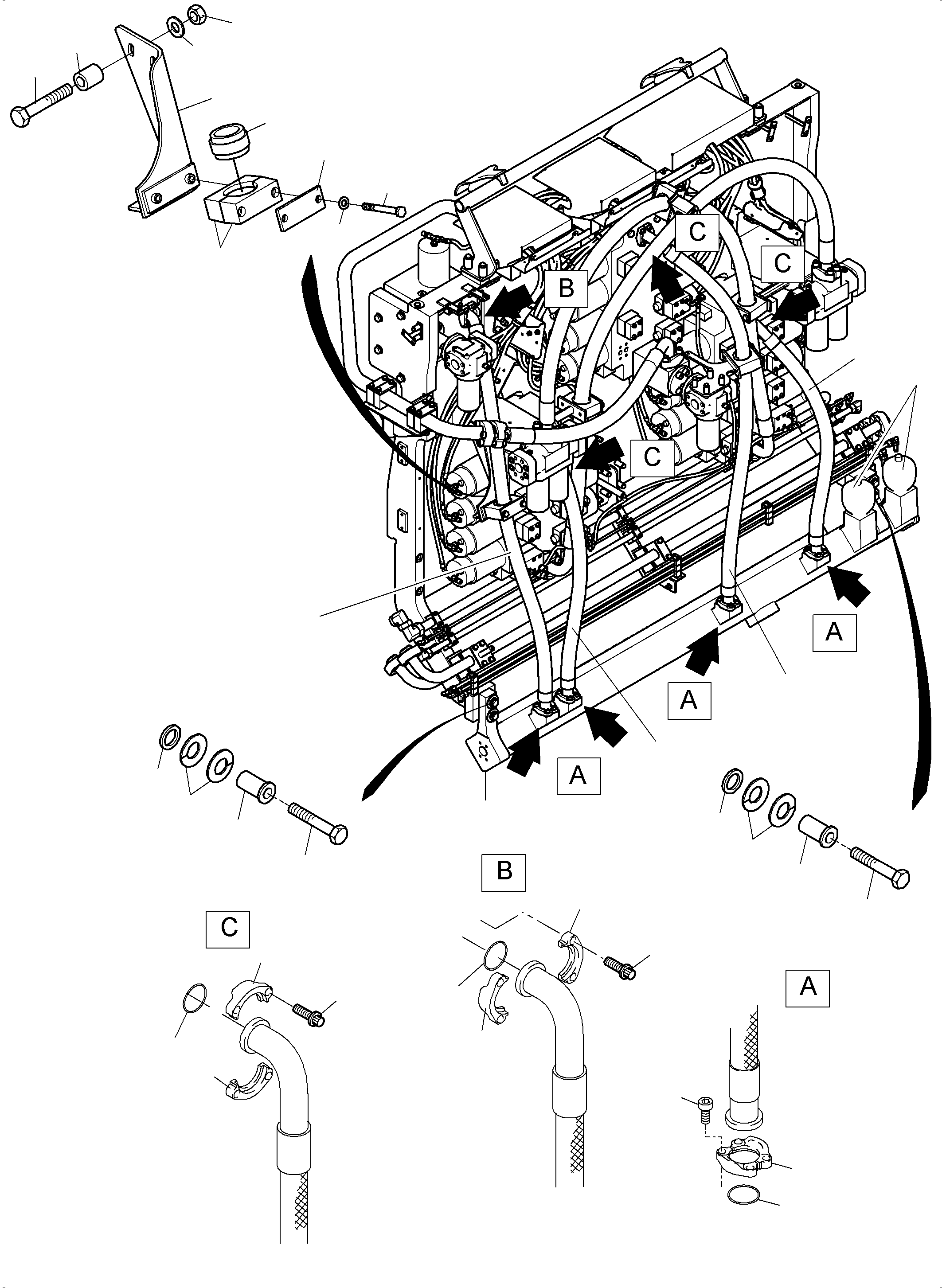 Komatsu parts book diagram for PC 7000-6E 35 003 11.06.2019: RETURN LINES, CONTROLBLOCKS
