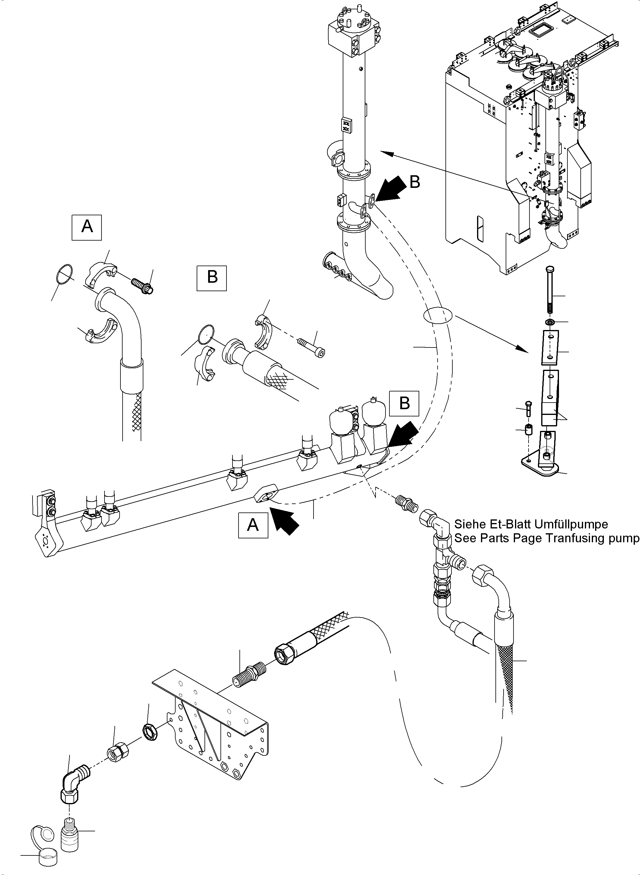 Komatsu parts book diagram for PC 7000-6E 35 003 11.06.2019: RETURN LINES, CONTROLBLOCKS