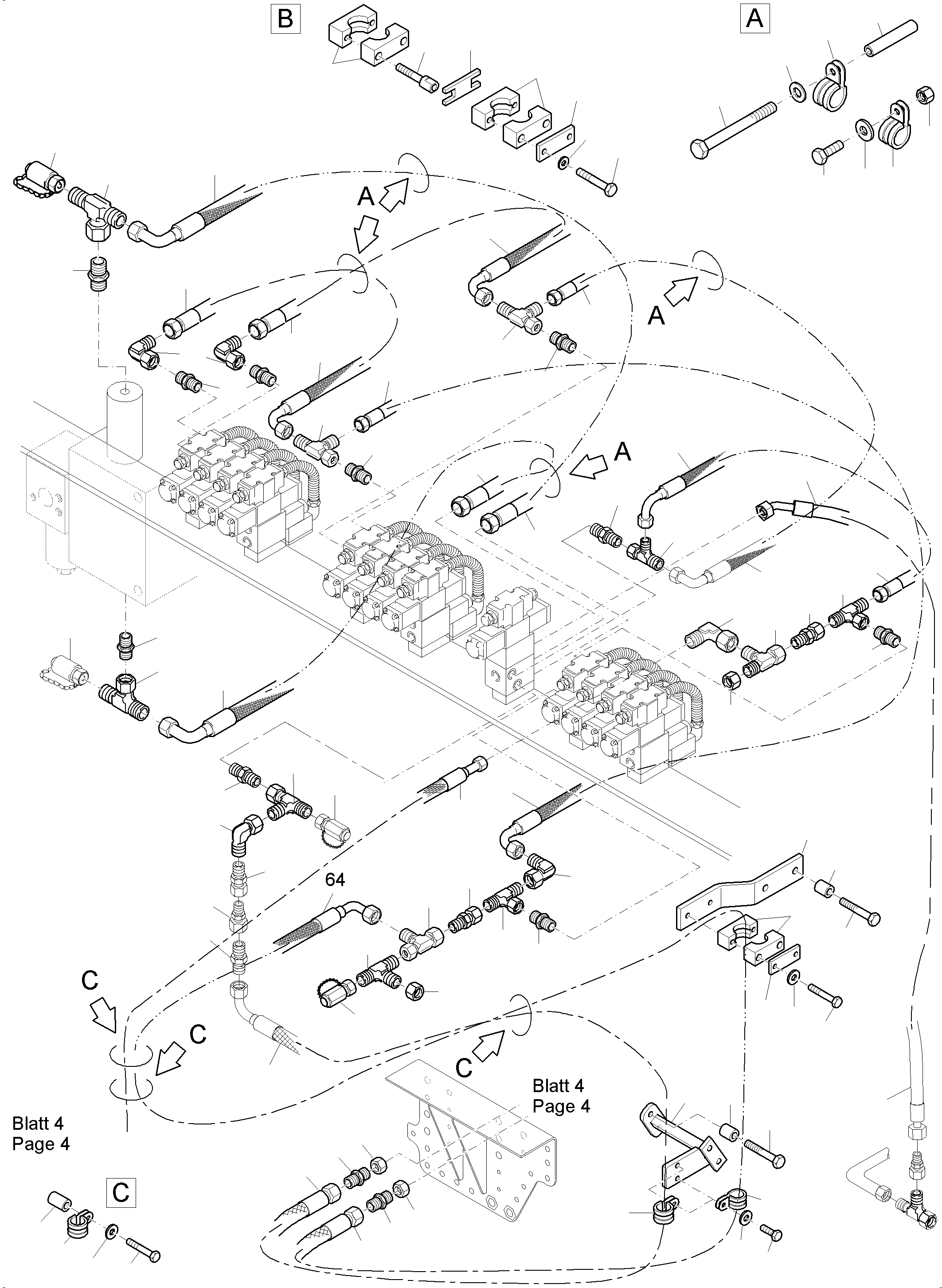 Komatsu parts book diagram for PC 7000-6E 35 003 11.06.2019: REMOTE CONTROL MANIFOLD, MOUNTING FS