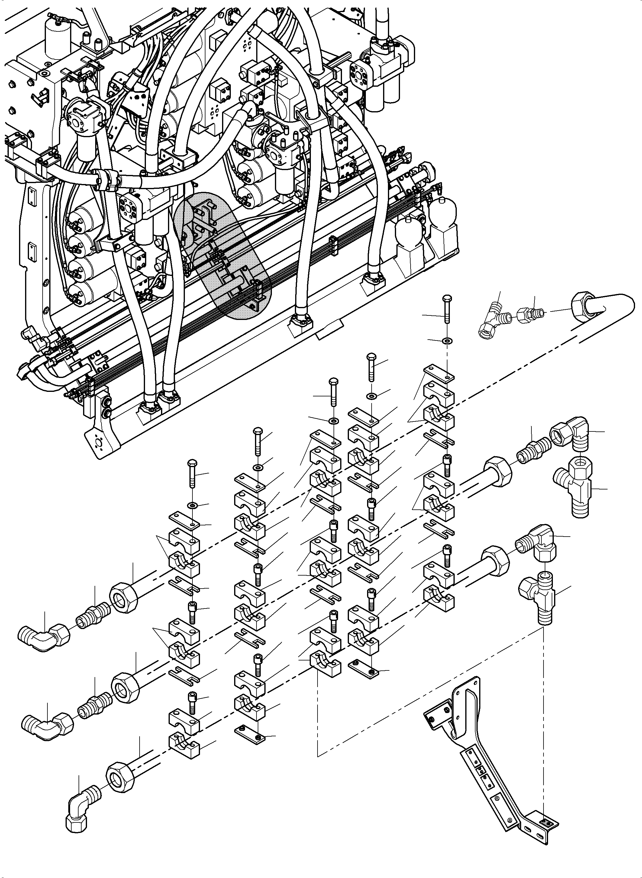 Komatsu parts book diagram for PC 7000-6E 35 003 11.06.2019: PIPE-SUPPORT, CONTROL UNIT