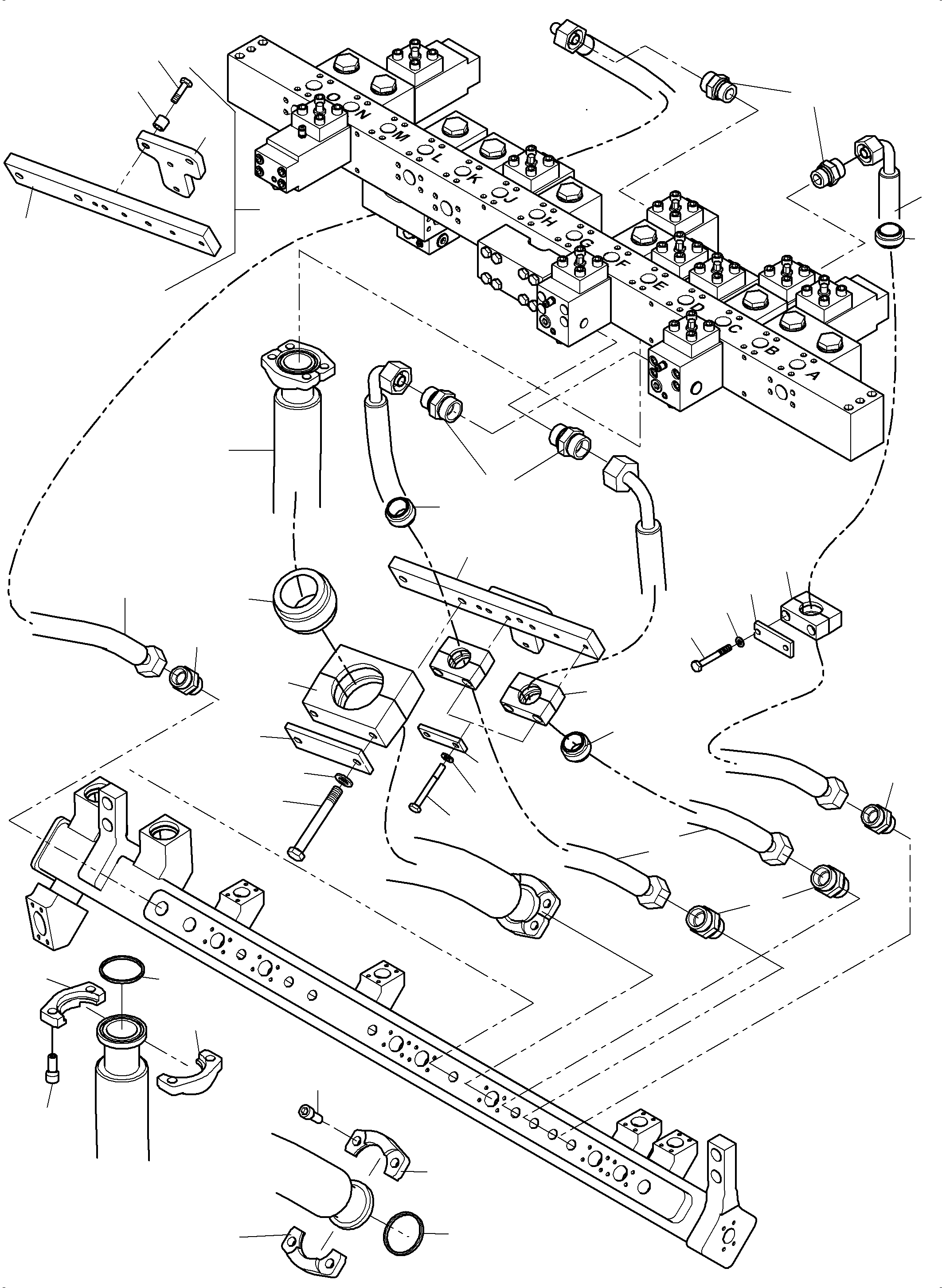 Komatsu parts book diagram for PC 7000-6E 35 003 11.06.2019: RETURN LINE-MANIFOLD