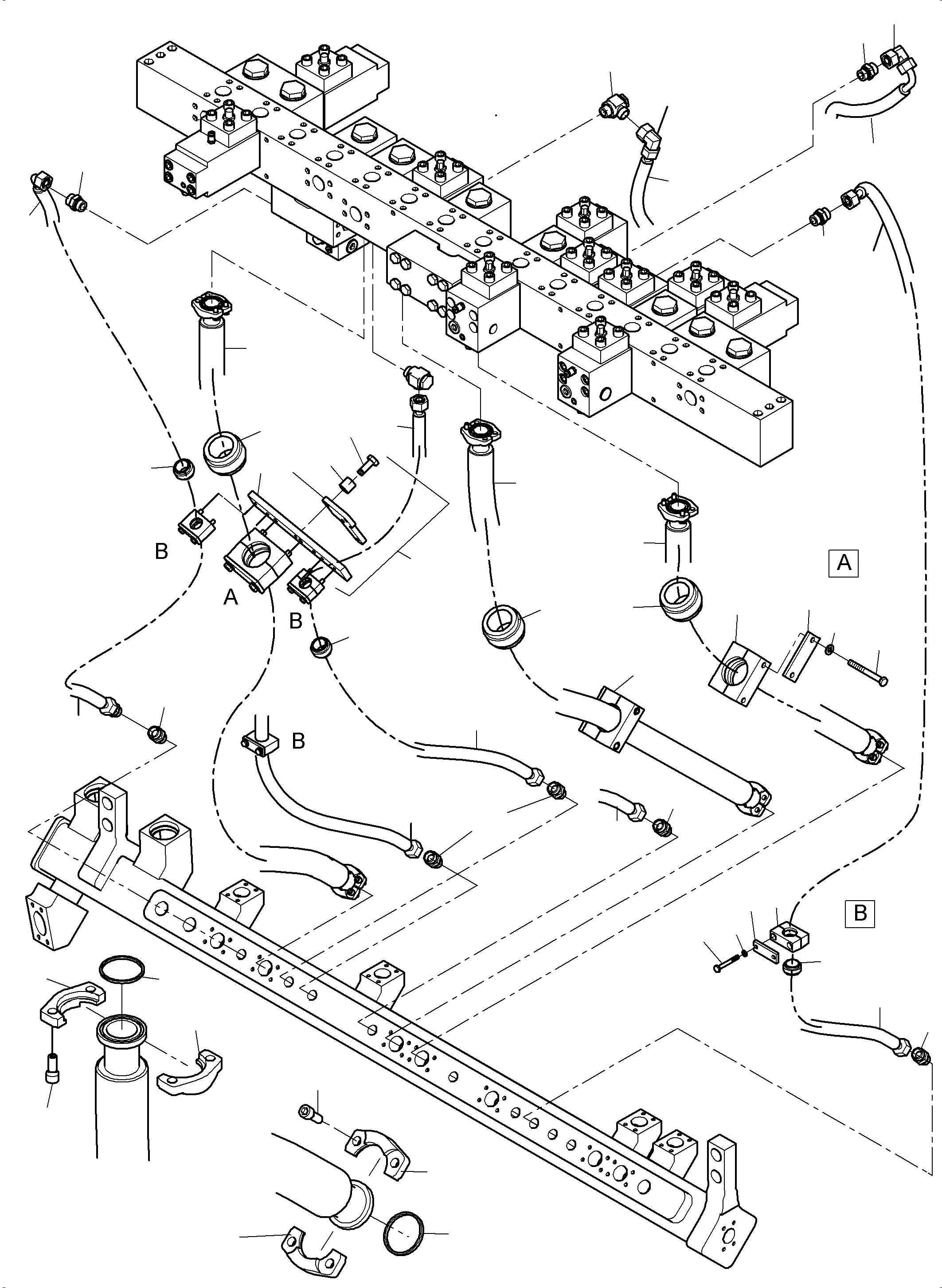 Komatsu parts book diagram for PC 7000-6E 35 003 11.06.2019: RETURN LINE-MANIFOLD