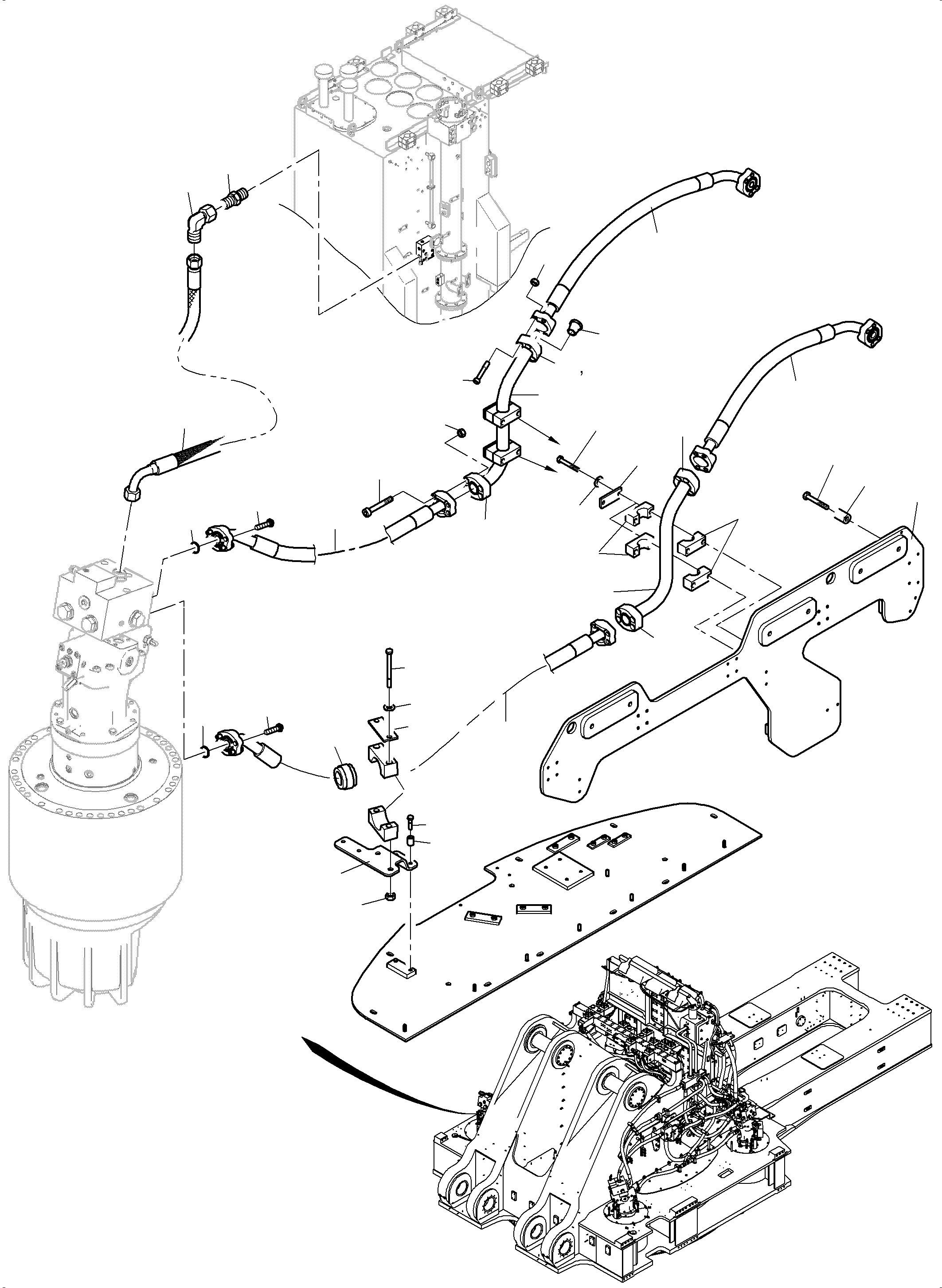 Komatsu parts book diagram for PC 7000-6E 35 003 11.06.2019: PRESSURE LINES - SLEW GEAR