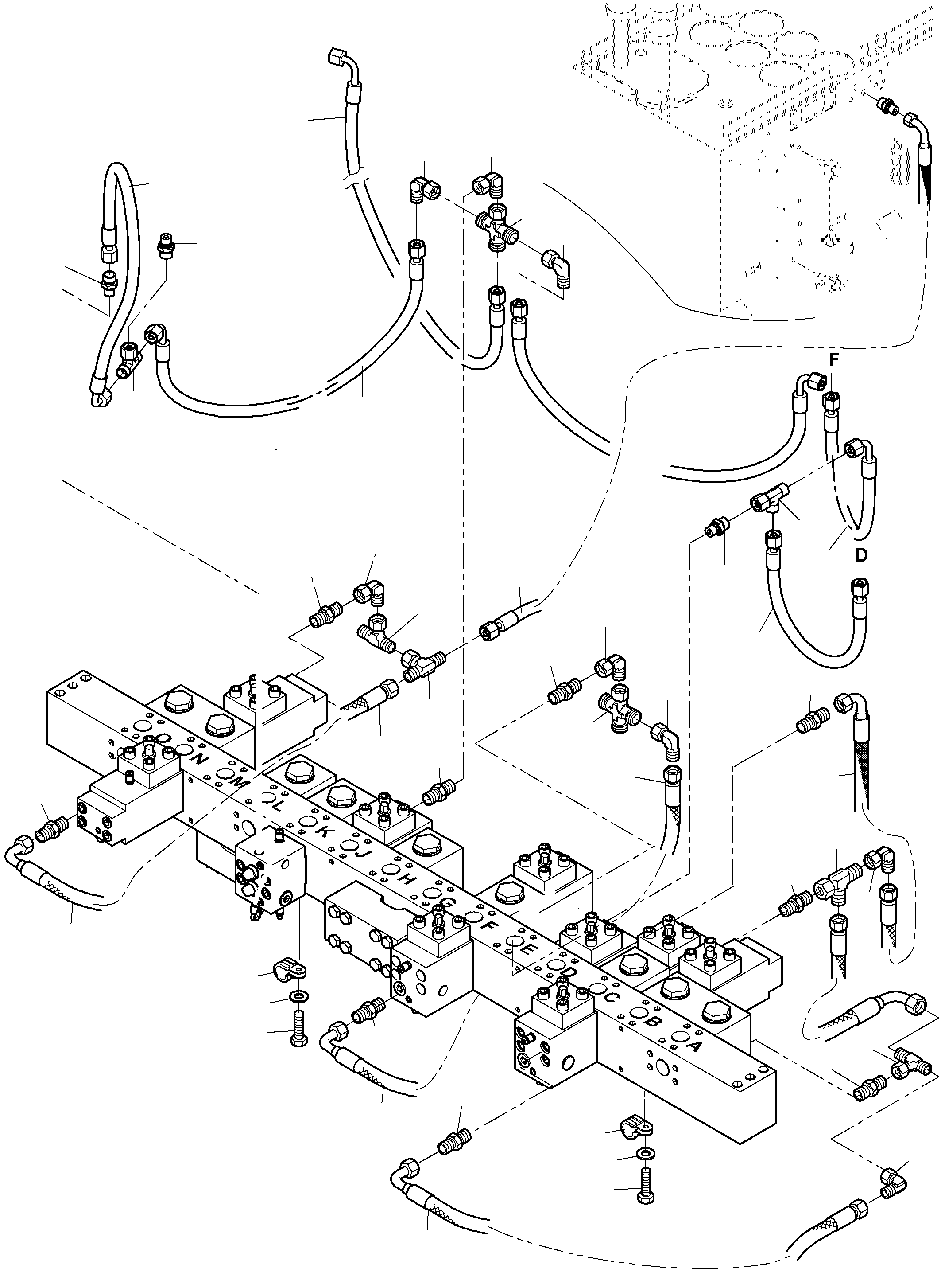 Komatsu parts book diagram for PC 7000-6E 35 003 11.06.2019: PIPING - MANIFOLD, FS