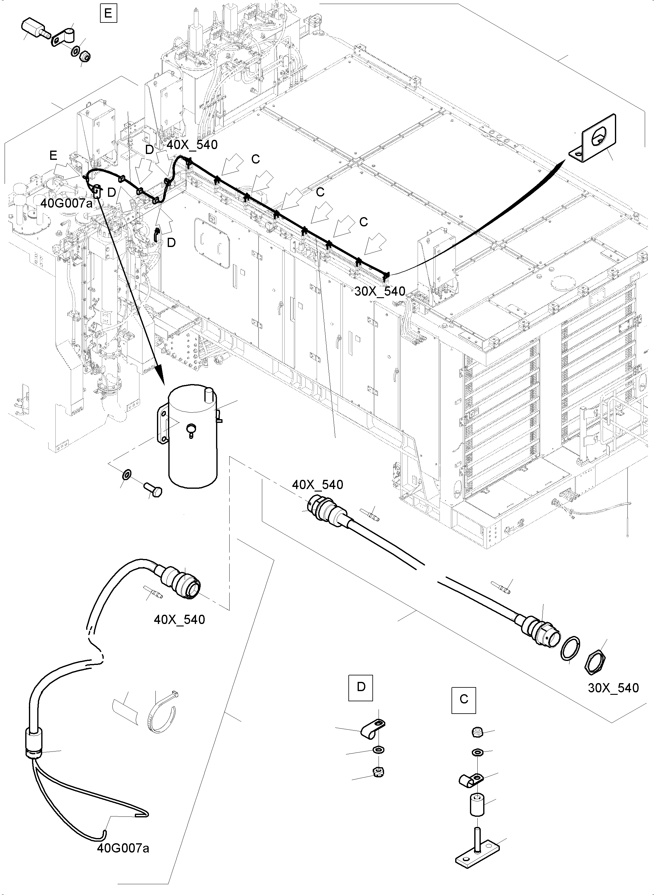 Komatsu parts book diagram for PC 7000-6E 35 003 11.06.2019: MOUNTING HORN, ADDITIONAL