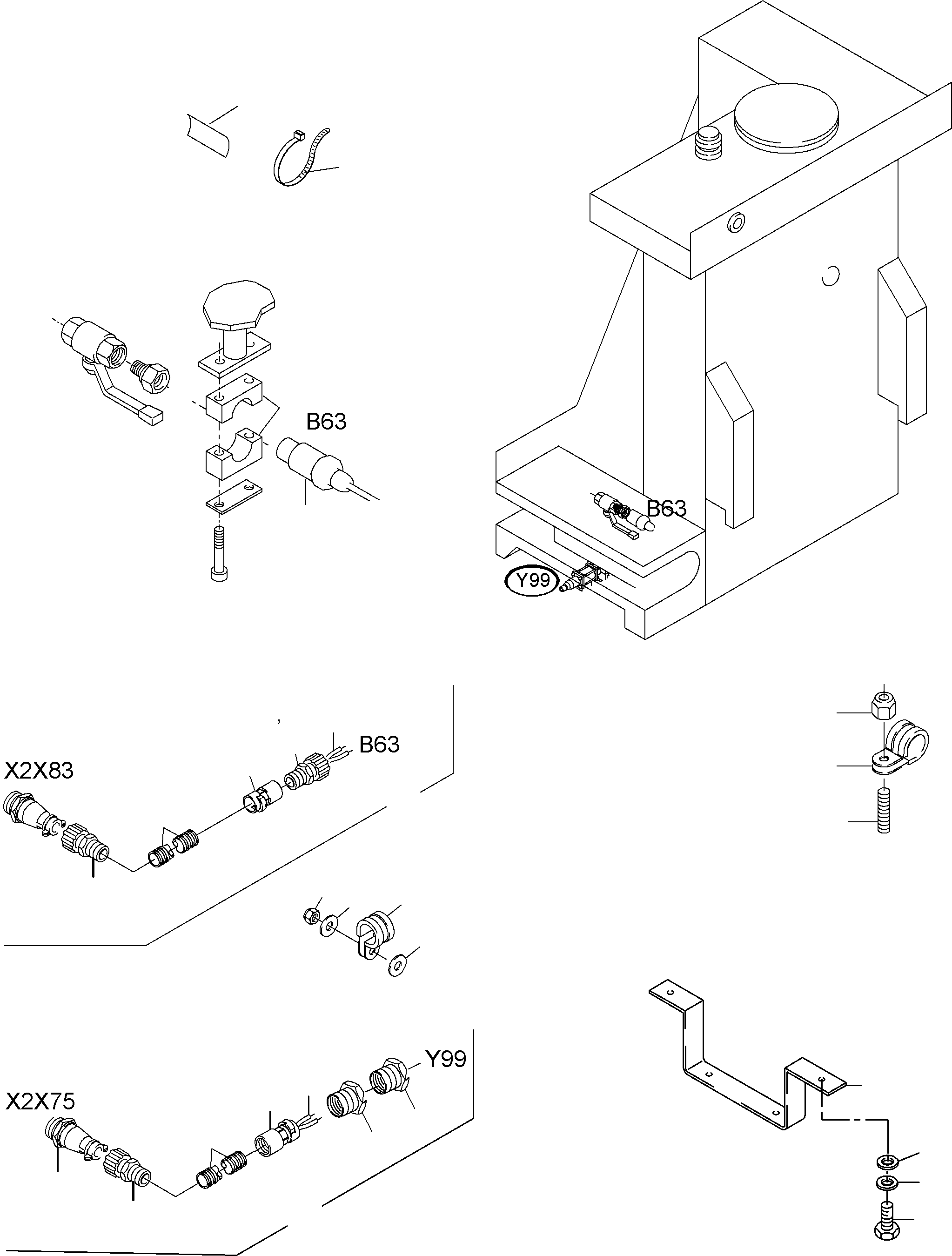 Komatsu parts book diagram for PC3000-6 S/N 46188: CABLES - TANK SENSOR - CHECK VALVE