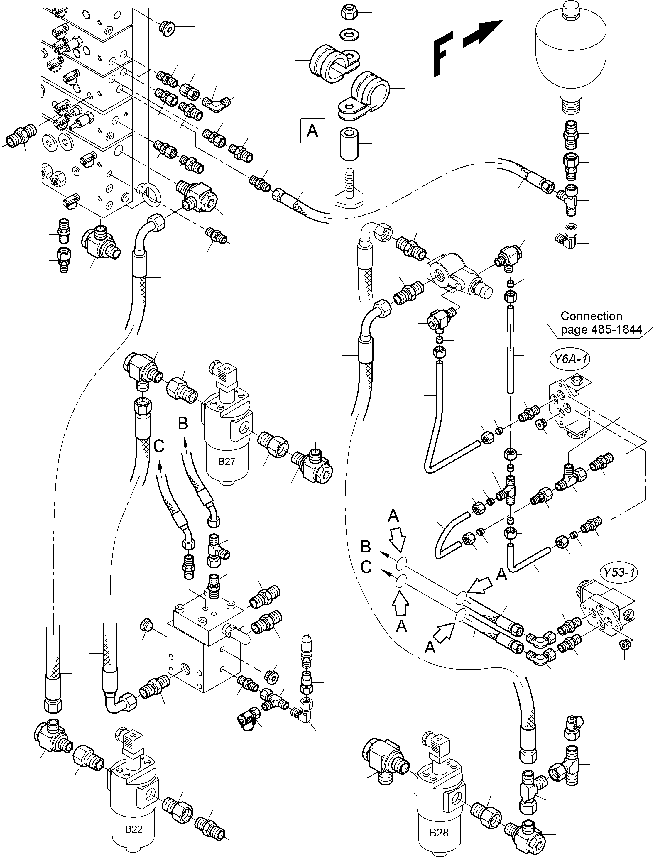 Komatsu parts book diagram for PC3000-6 S/N 46188: CONTROL- AND FILTER PLATE