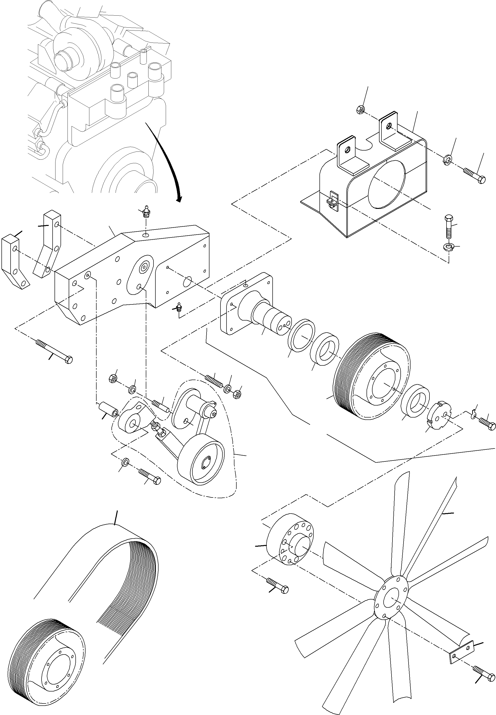 Komatsu parts book diagram for PC3000-6 S/N 46188: FAN DRIVE