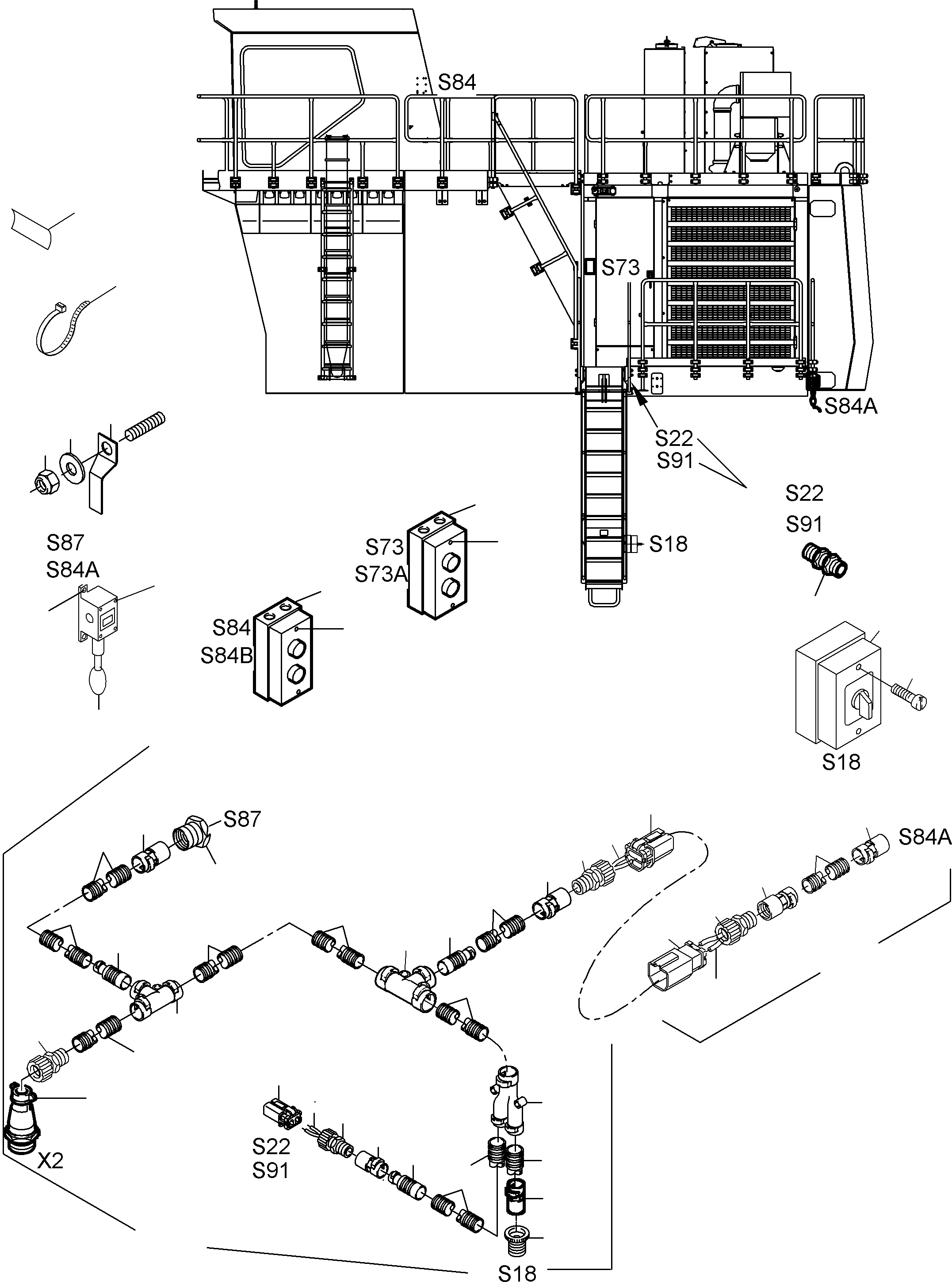 Komatsu parts book diagram for PC3000-6 S/N 46188: ELECTRIC PARTS - LADDER