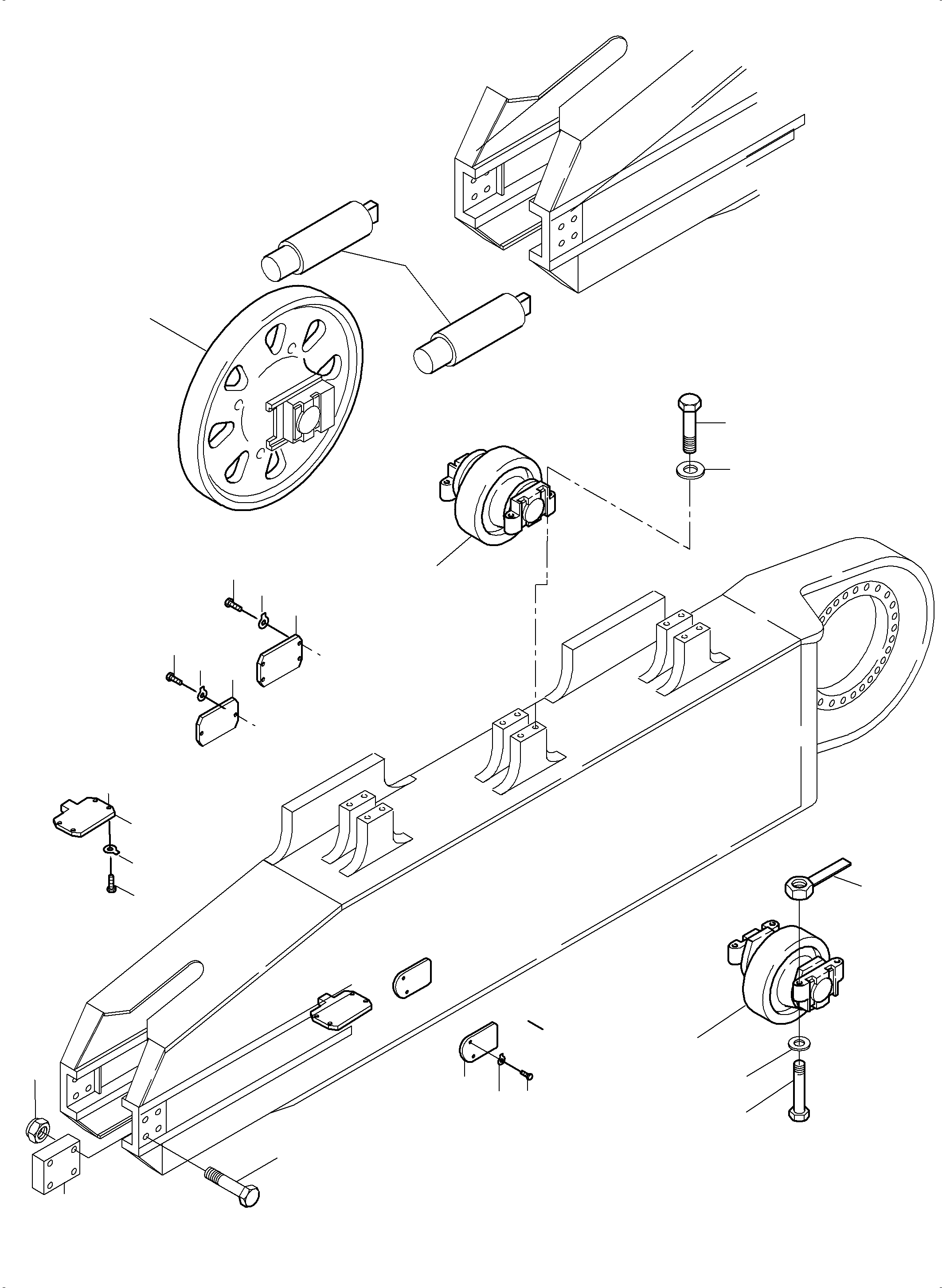 Komatsu parts book diagram for PC3000-6 S/N 46191: TRACK GROUP - IDLER PROTECTION