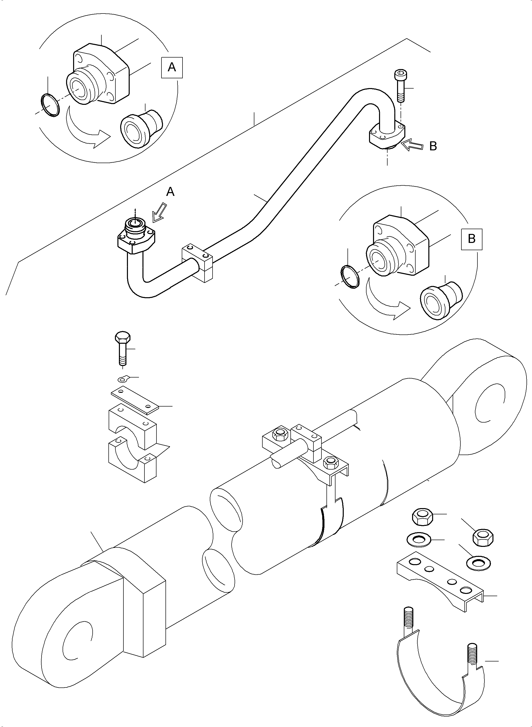 Komatsu parts book diagram for PC3000-6 S/N 46191: PIPING - BOOM CYLINDER