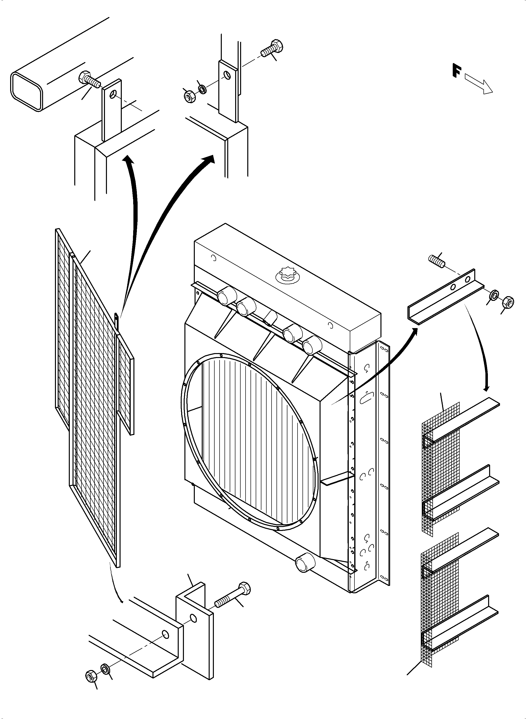 Komatsu parts book diagram for PC3000-6 S/N 46191: FAN CAGE