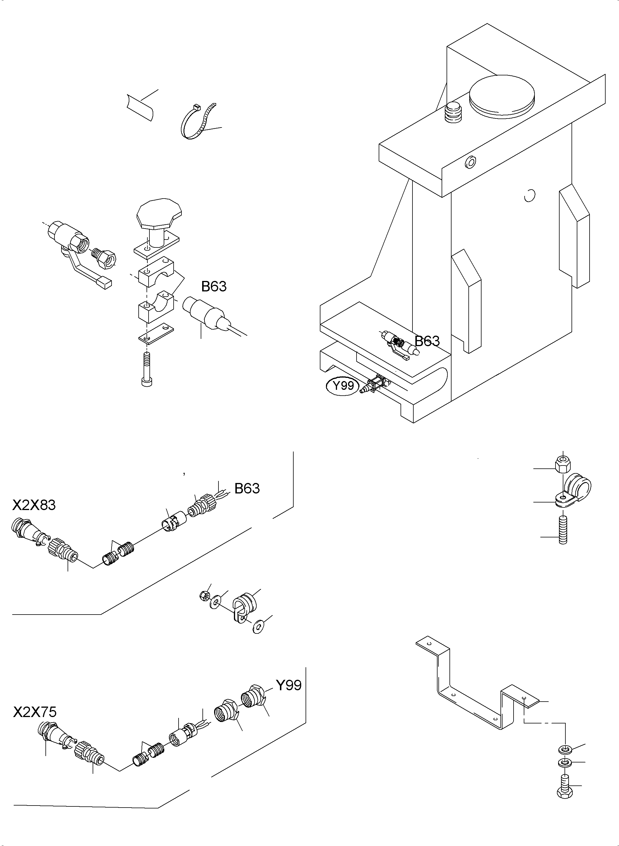 Komatsu parts book diagram for PC3000-6 S/N 46191: CABLES - TANK SENSOR - CHECK VALVE