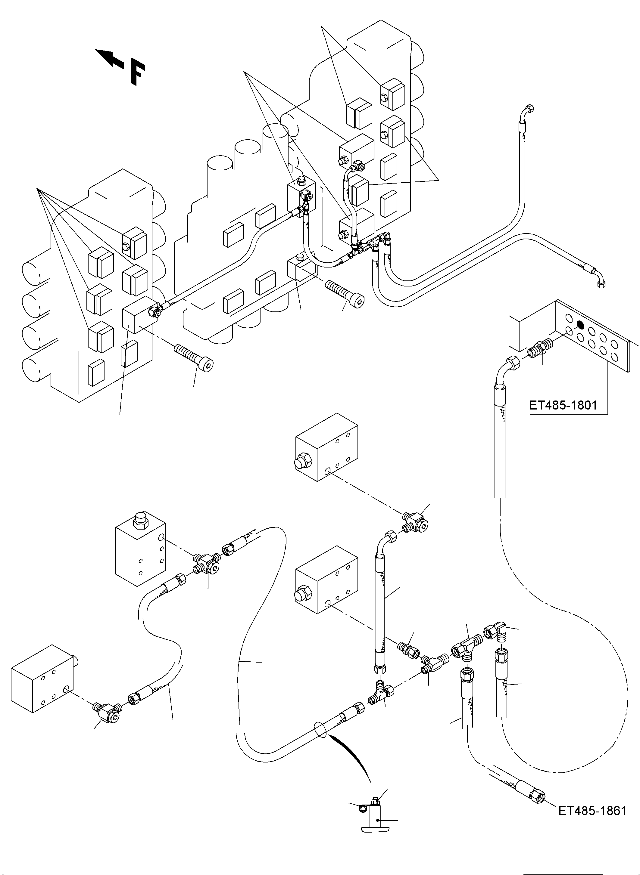 Komatsu parts book diagram for PC3000-6 S/N 46191: VALVES ON CONTROL BLOCKS (BE)