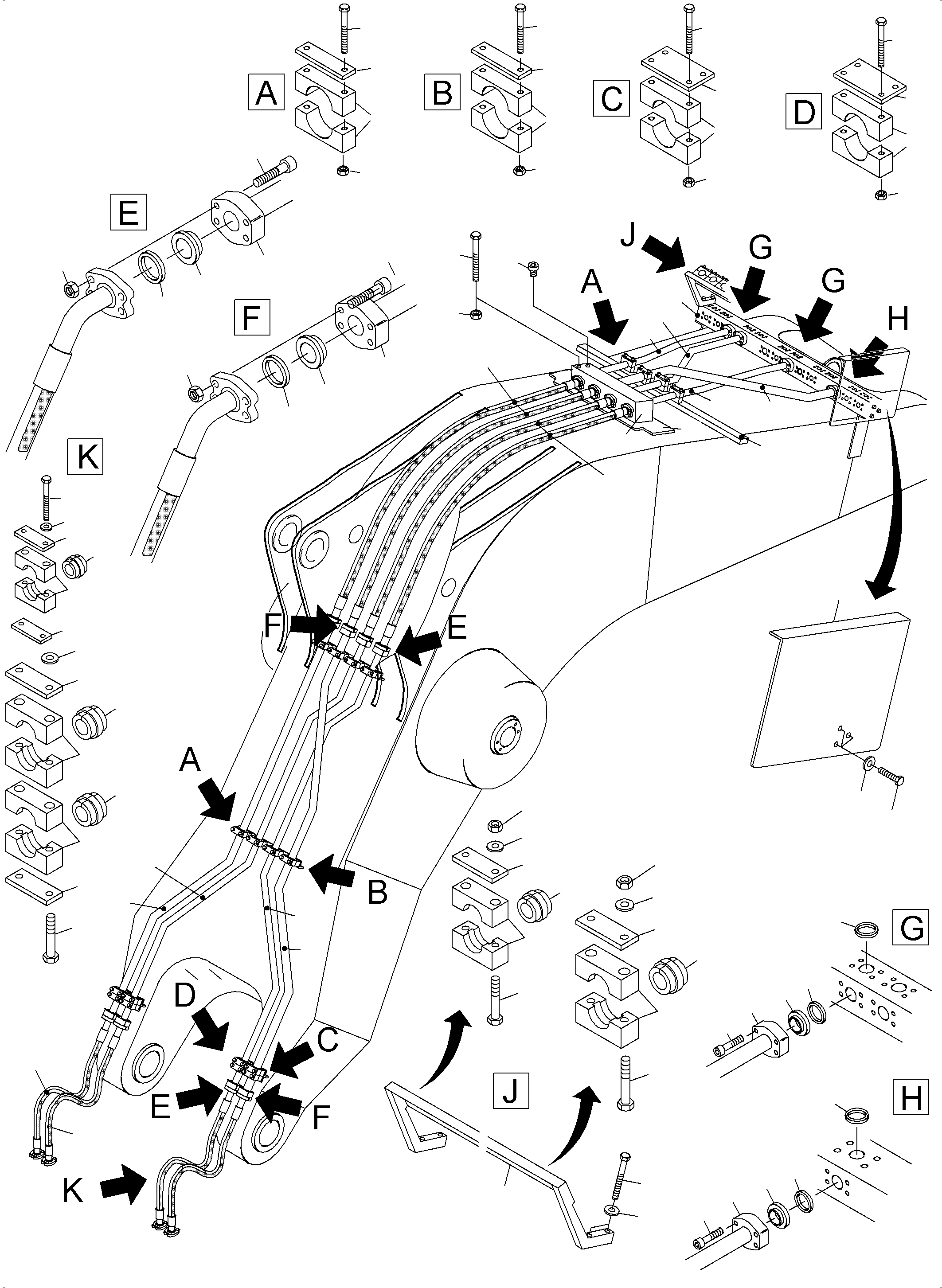 Komatsu parts book diagram for PC3000-6 S/N 46191: BACKHOE BOOM 8.6M