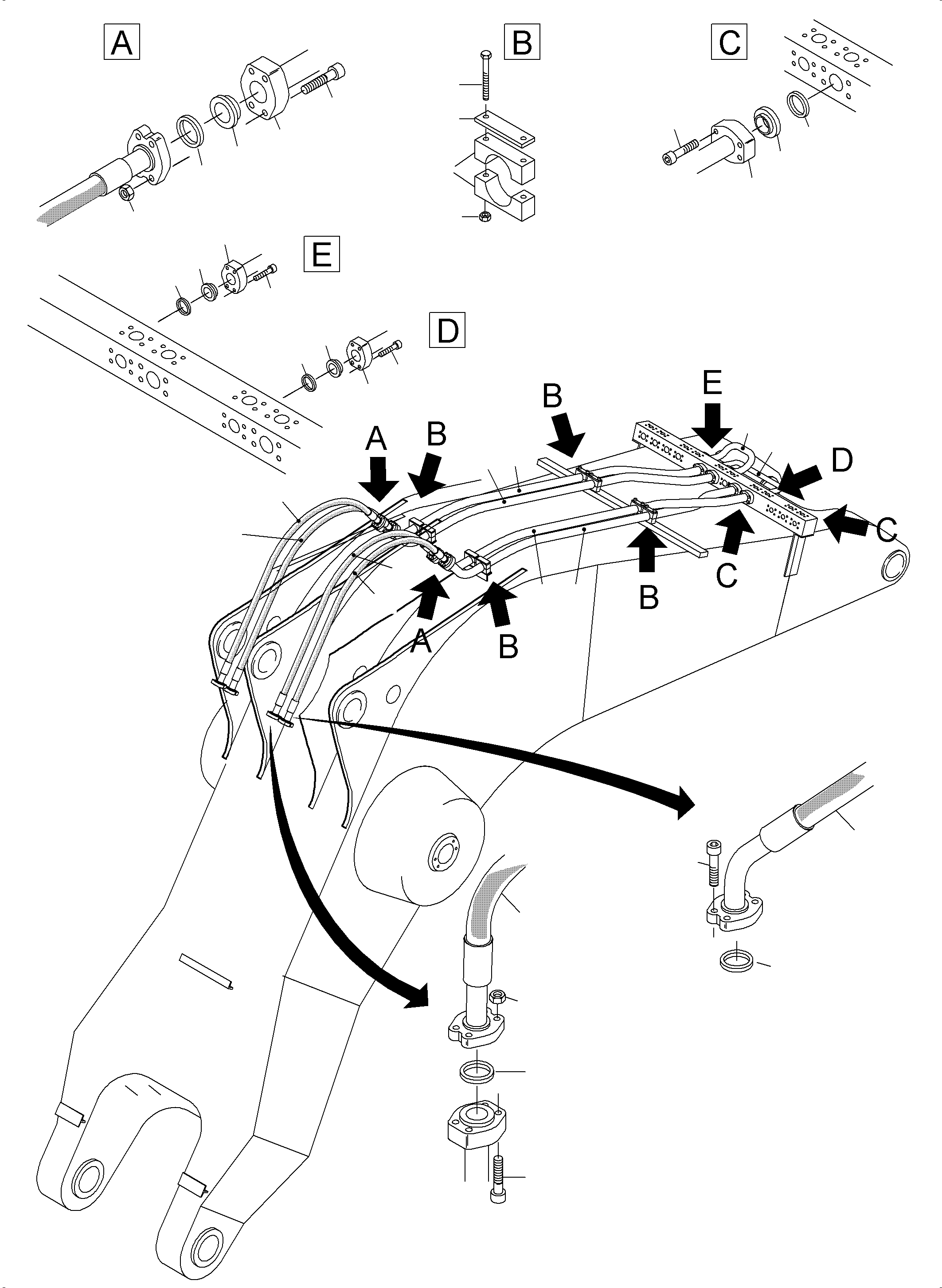 Komatsu parts book diagram for PC3000-6 S/N 46191: BACKHOE BOOM 8.6M