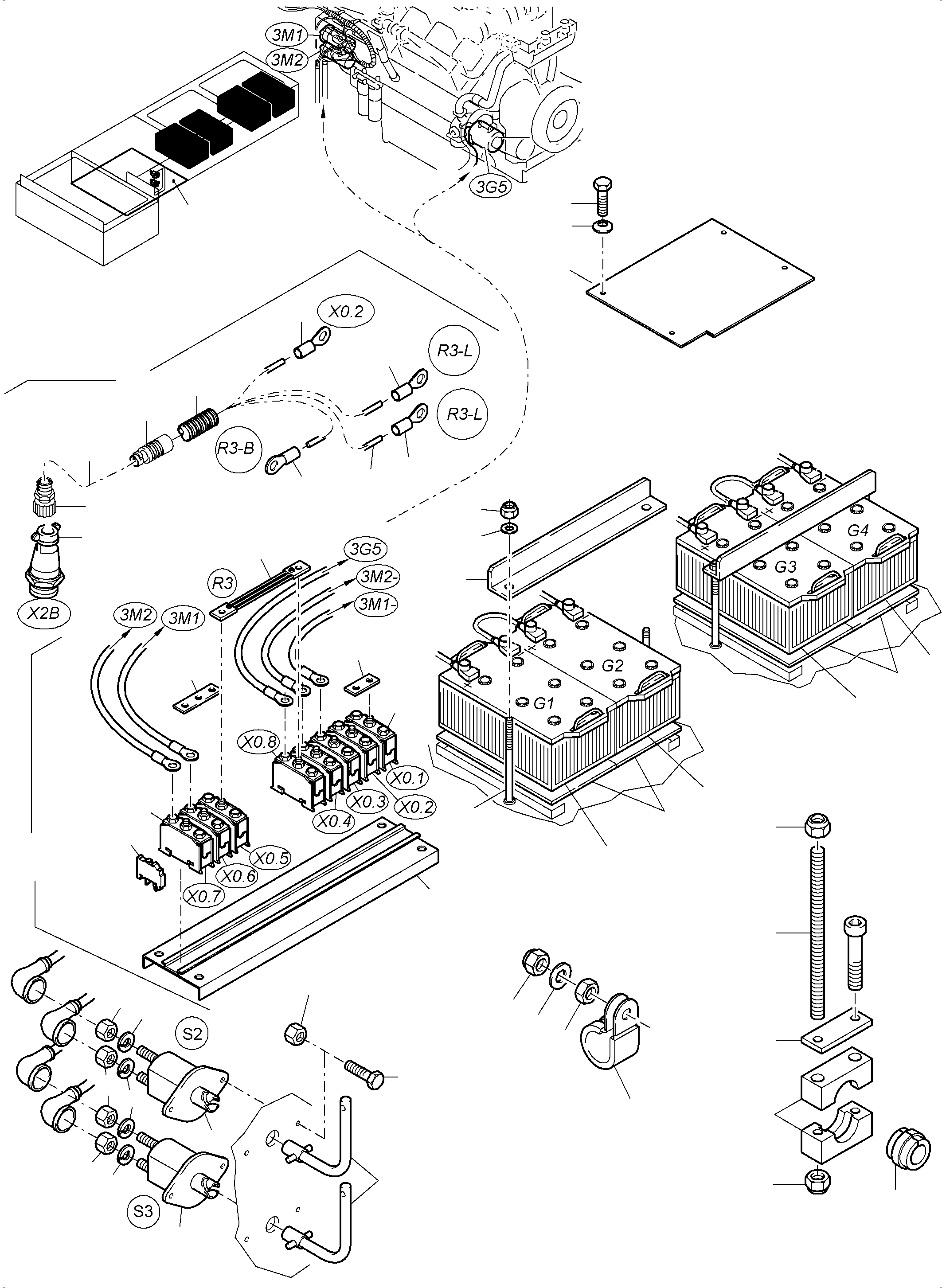 Komatsu parts book diagram for PC3000-6 S/N 46191: BATTERIES WITH CABLES