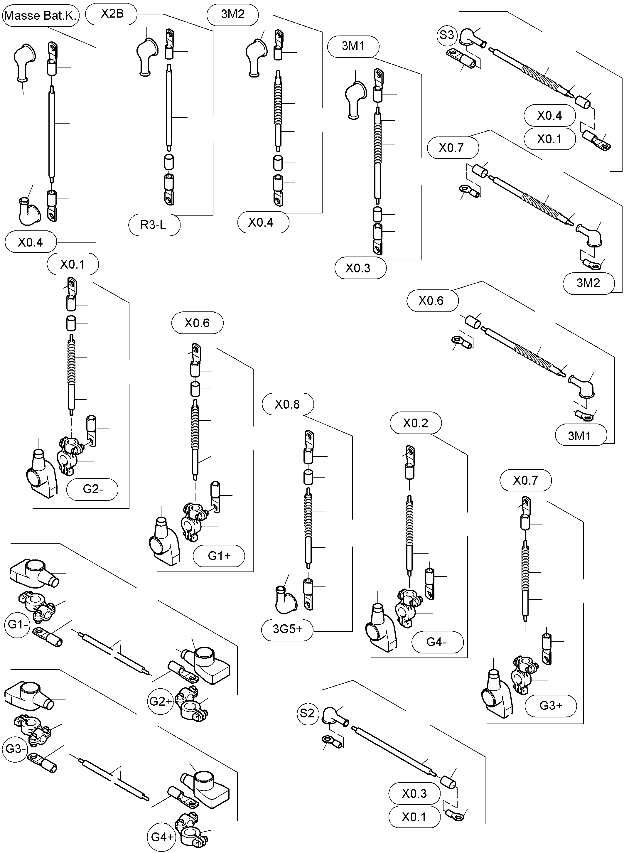 Komatsu parts book diagram for PC3000-6 S/N 46191: BATTERIES WITH CABLES
