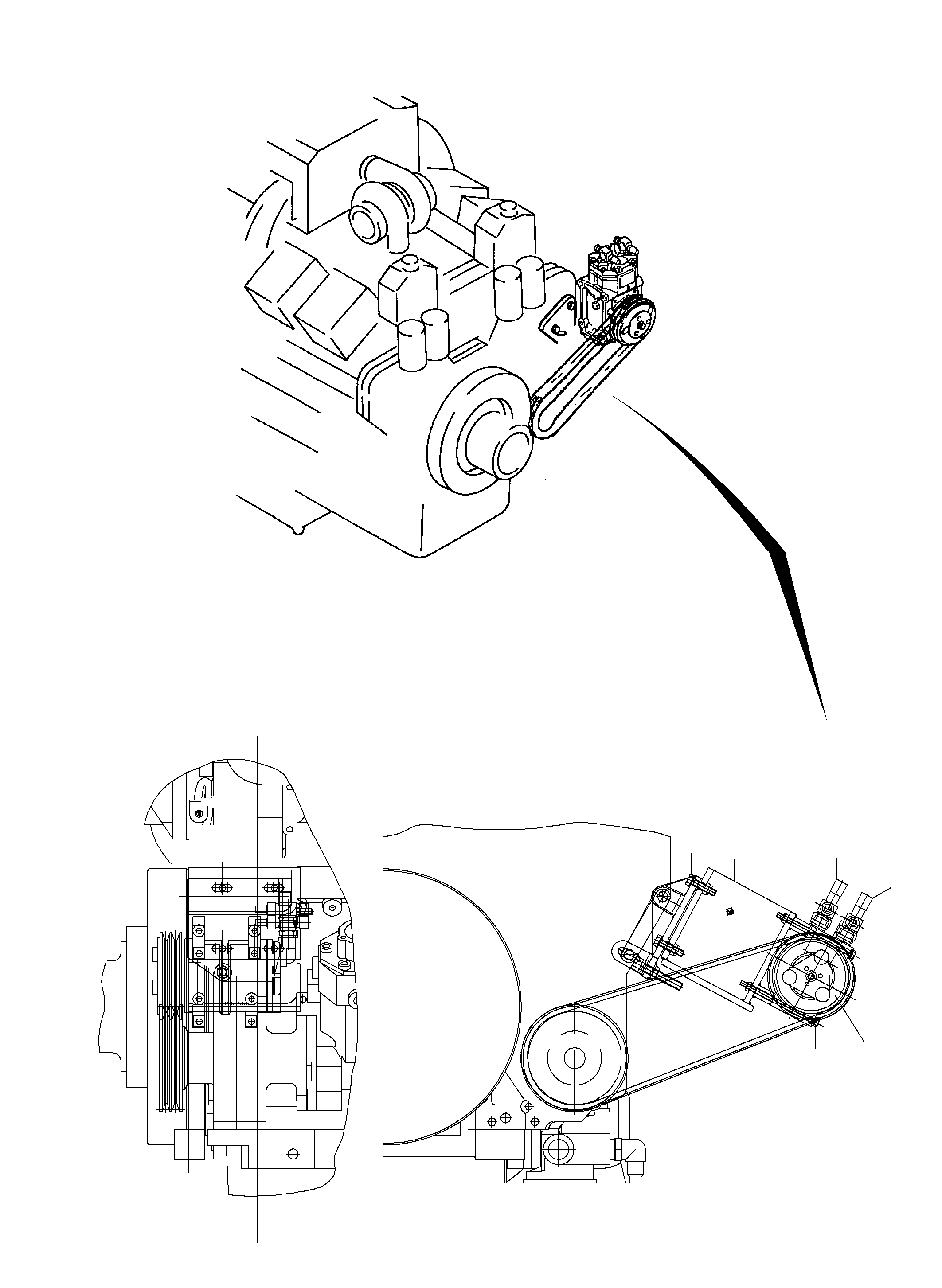 Komatsu parts book diagram for PC3000-6 S/N 46191: AIR CONDITION. COMPRESSOR DRIVE