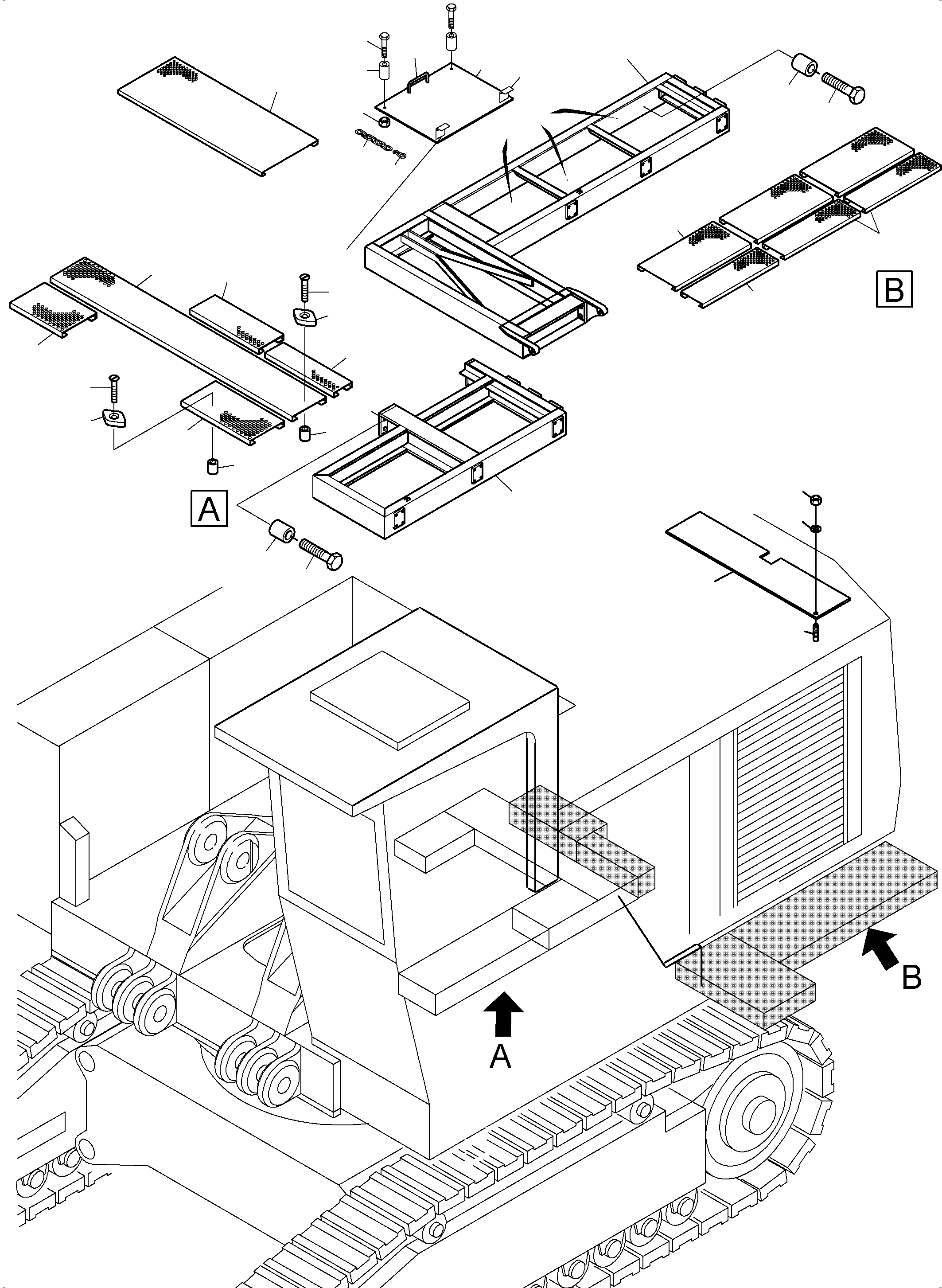 Komatsu parts book diagram for PC3000-6 S/N 46191: PLATFORM (WITH CATWALK FUEL TANK)