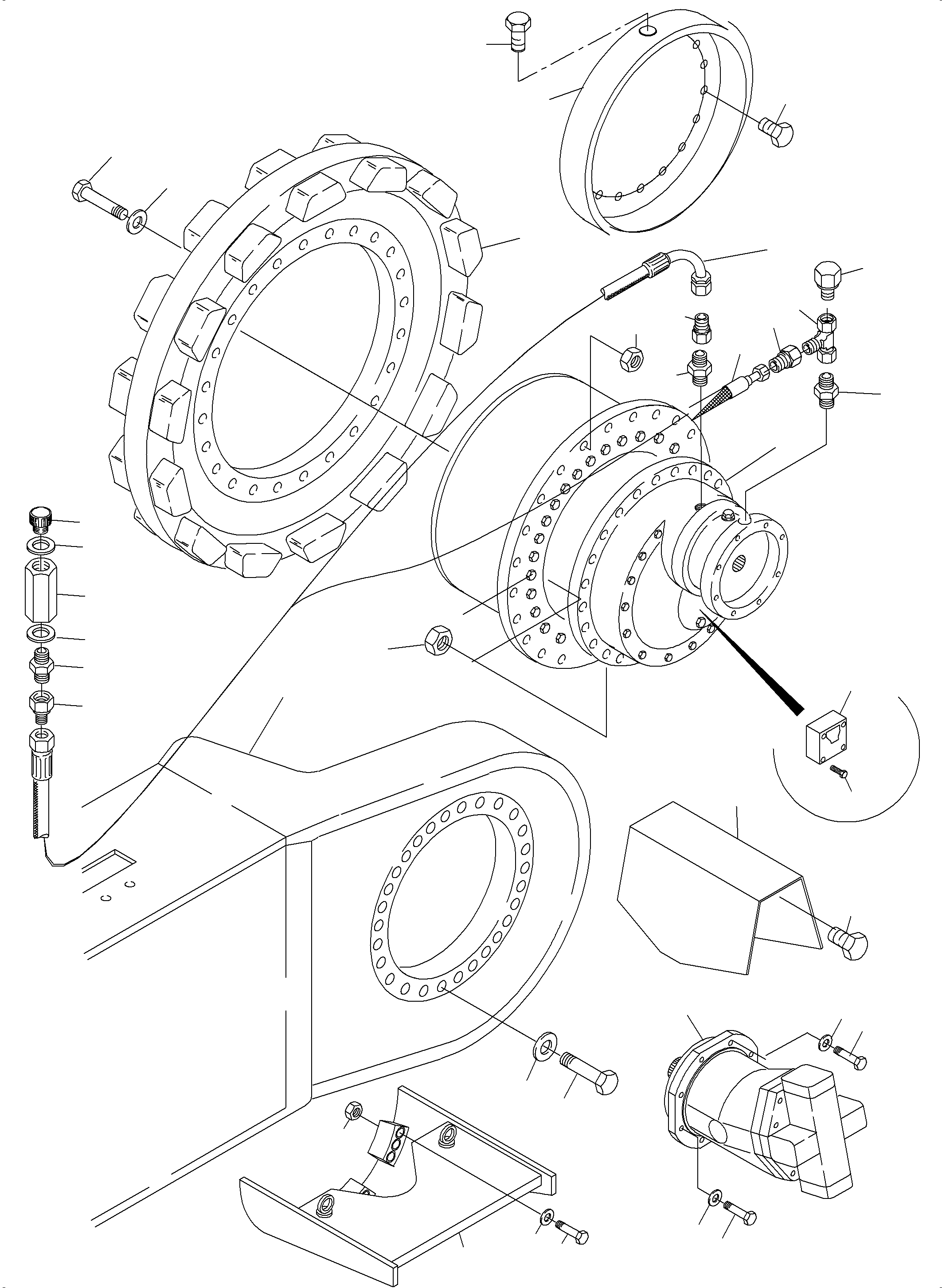 Komatsu parts book diagram for PC3000-6 S/N 46191: TRACK GROUP - DRIVE SPROCKET SIDE