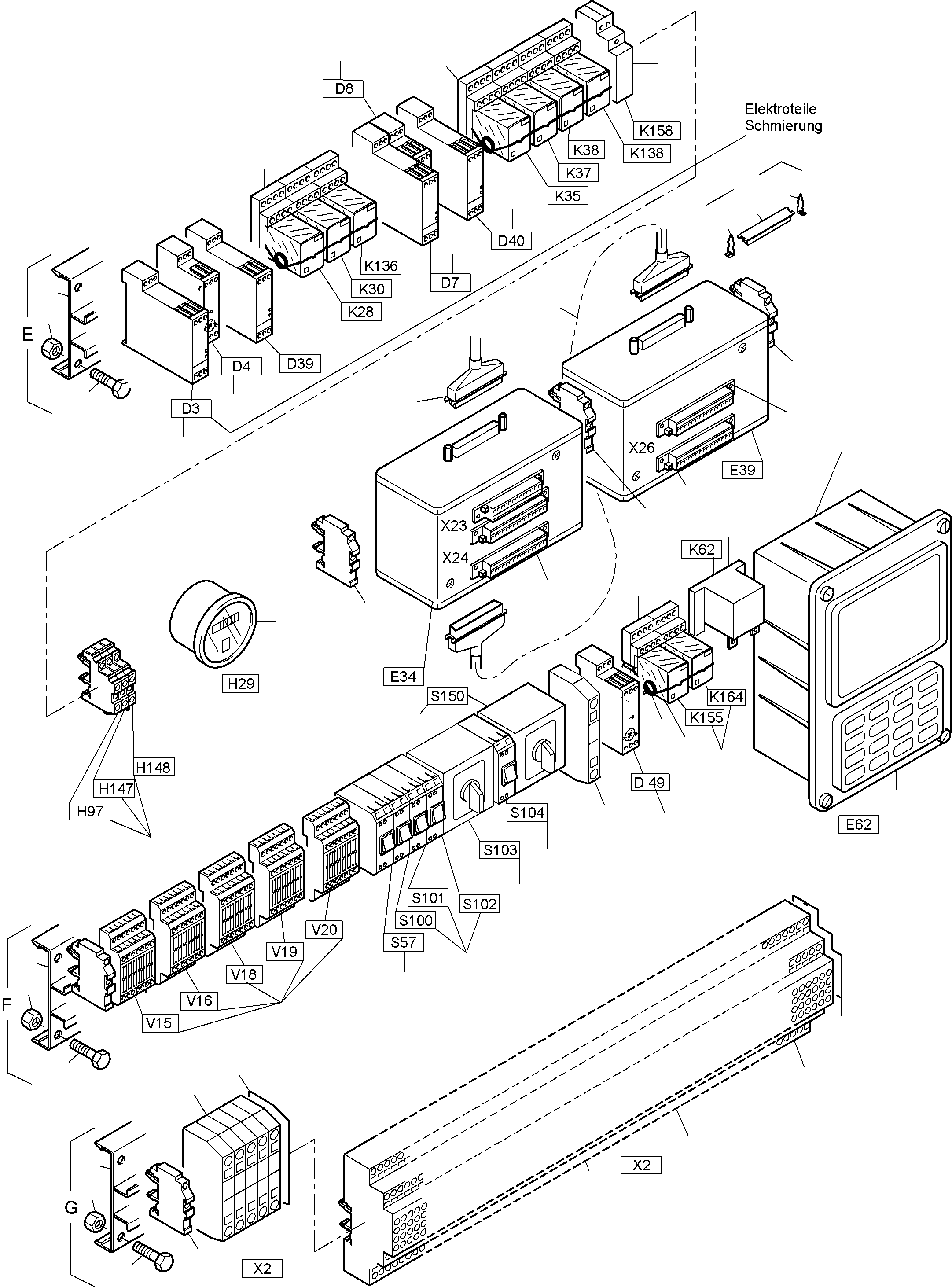 Komatsu parts book diagram for PC3000-6 S/N 46191: MAIN SWITCH BOX X2 IN CAB SUPPORT