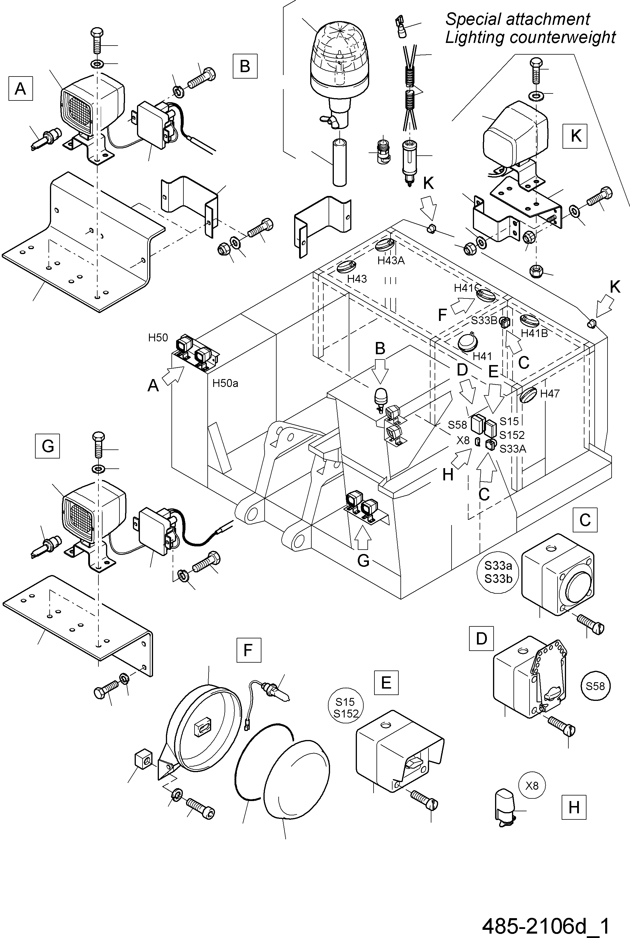 Excavators Mining Komatsu / PC3000-6 S/N 46195(G46195) / Lighting Equipment(485-2106d : 485-2106d)
