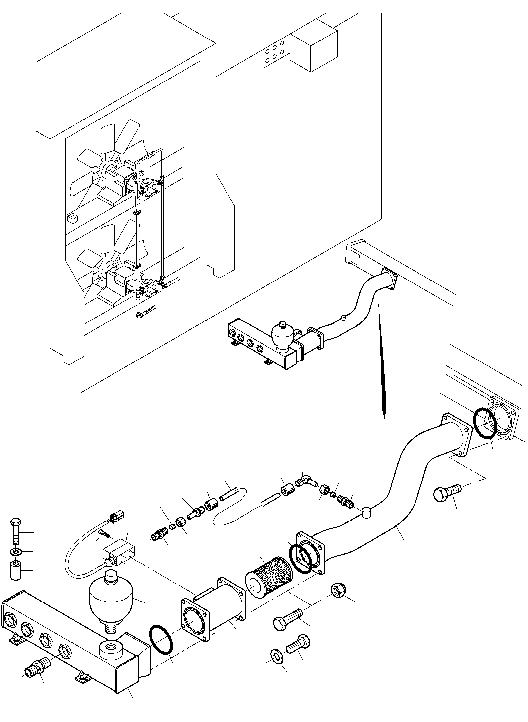 Excavators Mining Komatsu / PC3000-6 S/N 46198(G46198) / Oil Cooler 55 Deg. - Hoses Assy.(485-1817d : 485-1817d)