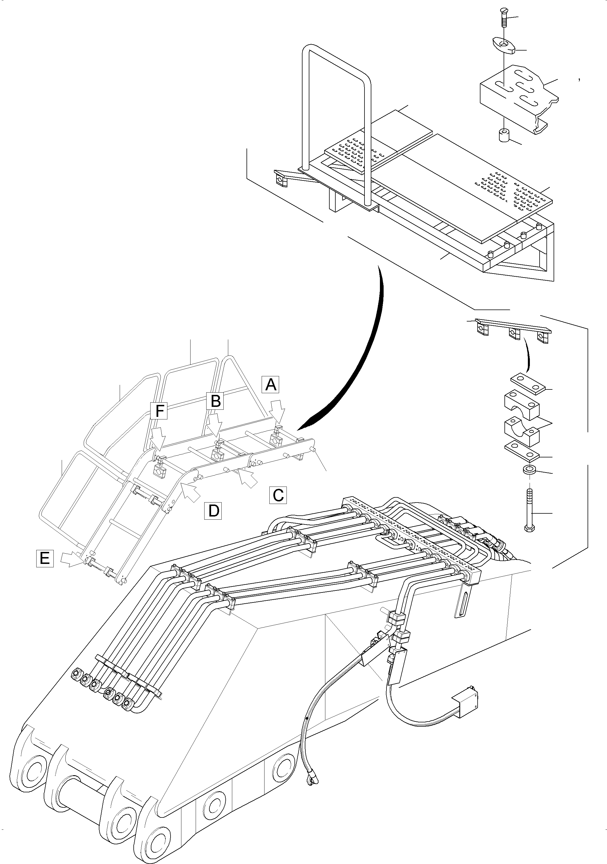 Excavators Mining Komatsu / PC3000-6 S/N 46211(G46211) / Ladder - Bullclam bucket boom 6m(485-4029 : 485-4029)