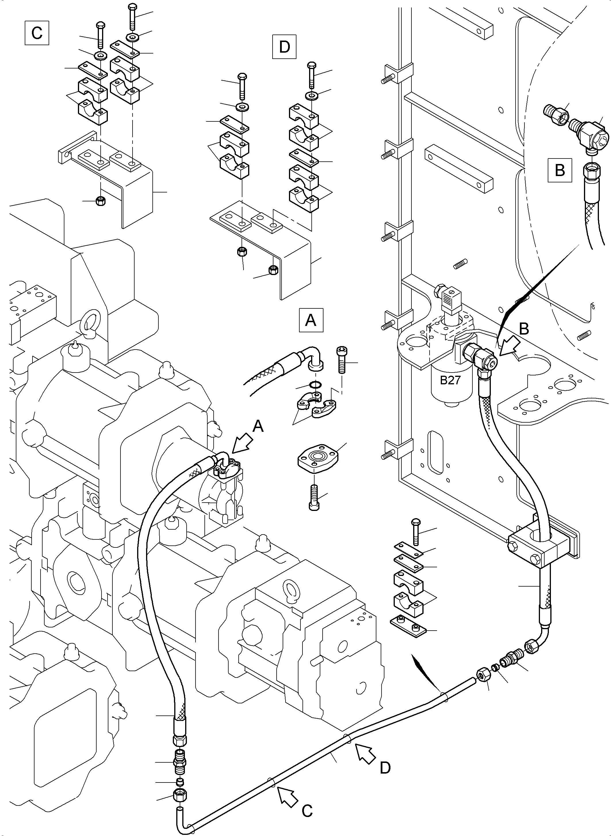 Excavators Mining Komatsu / PC3000-6 S/N 46212(G46212) / Pressure Lines (P) -Transmission Oil Pump(485-1834d : 485-1834d)