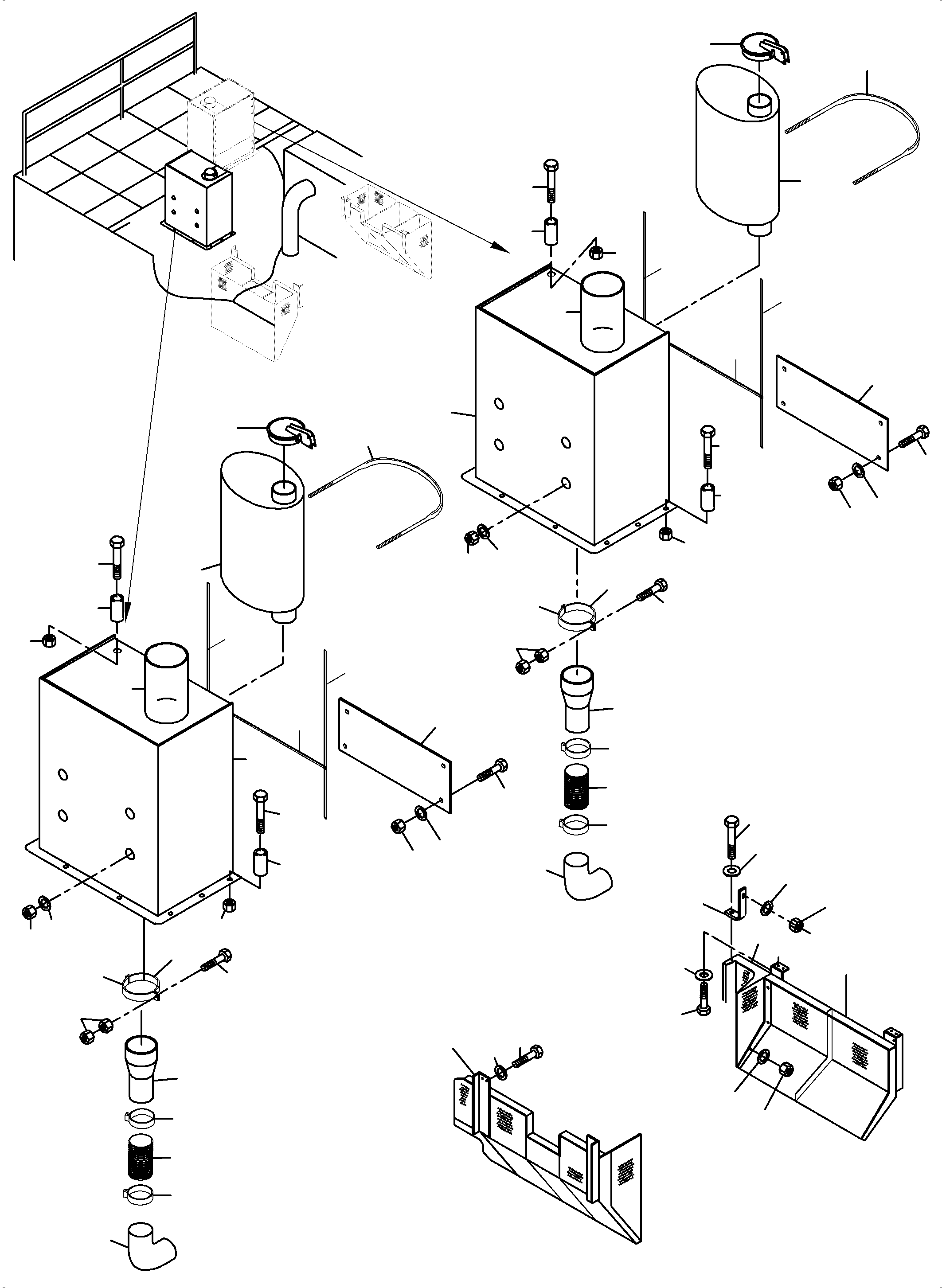Komatsu parts book diagram for PC3000-6 S/N 46213: EXHAUST SYSTEM