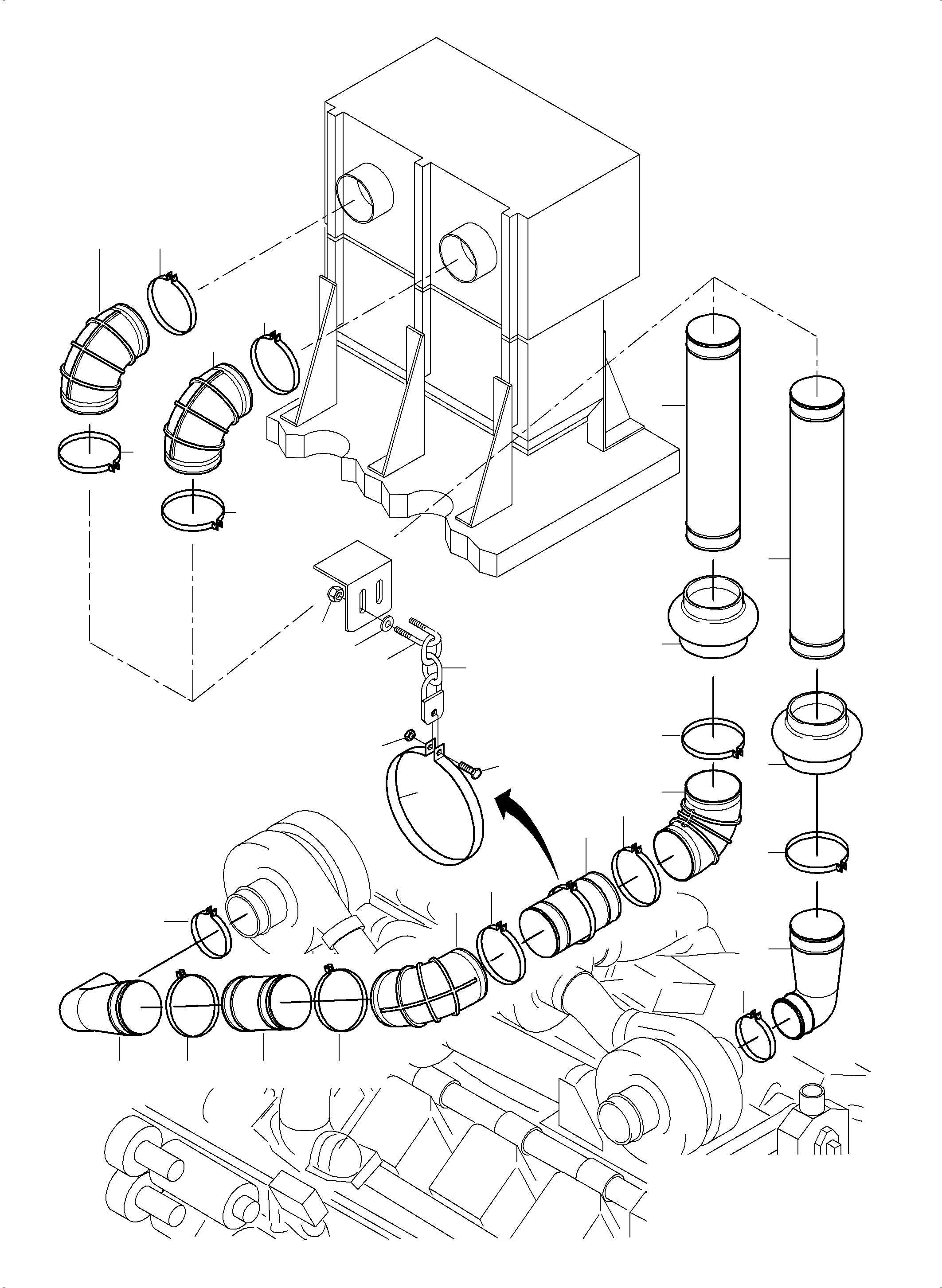 Komatsu parts book diagram for PC3000-6 S/N 46213: ENGINE AIR INTAKE LINES